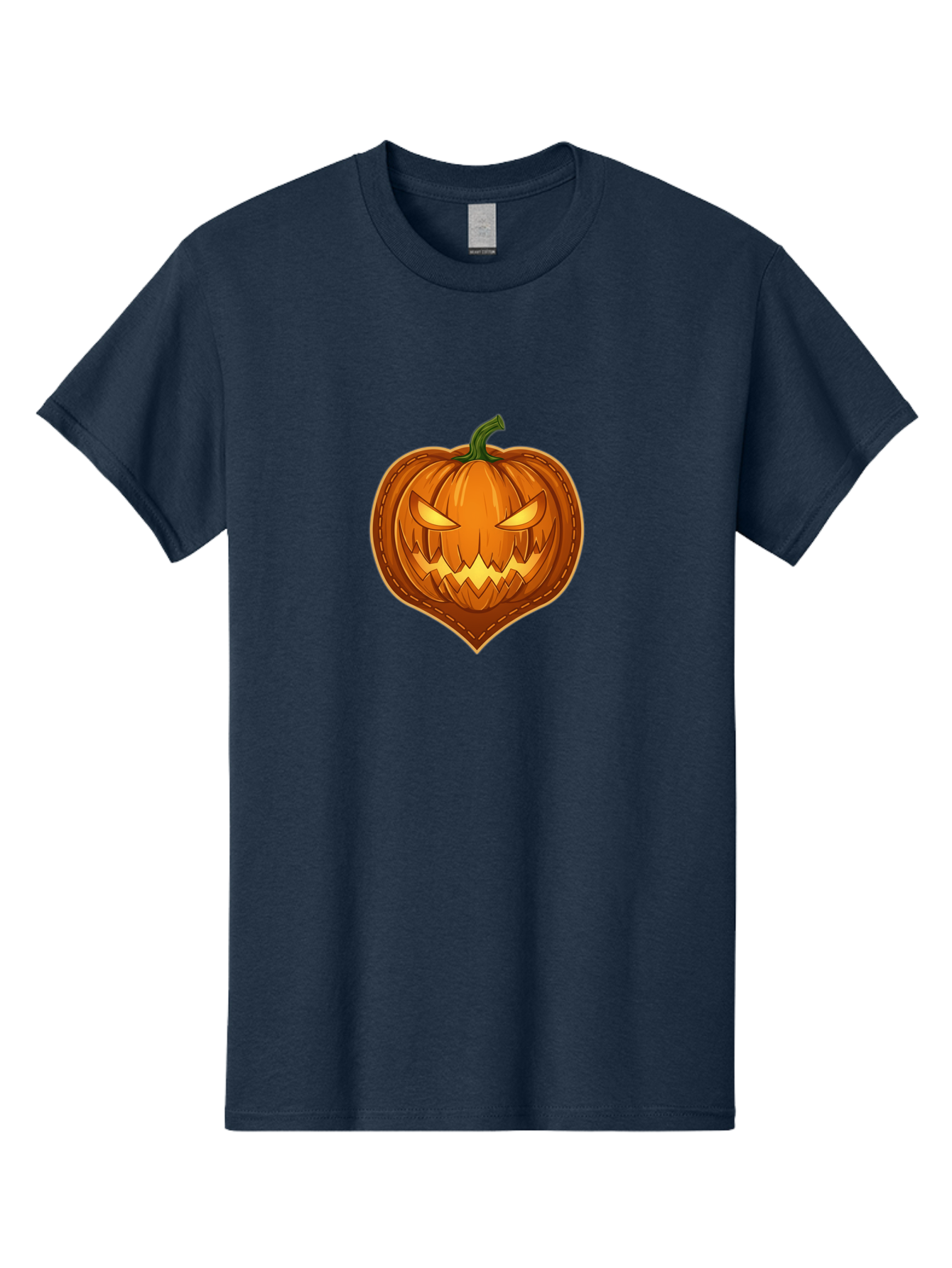 Jack-O-Lantern-1 Men'S Graphic Tee, 100% Cotton, Comfortable Casual Summer Wear, Machine Washable, Halloween Pumpkin, Jack O' Lantern, Spooky Face, Creepy Eyes, Stitched Pumpkin, Orange Pumpkin, Fall Decorations, Autumn Season, Cartoon Style, Bad221