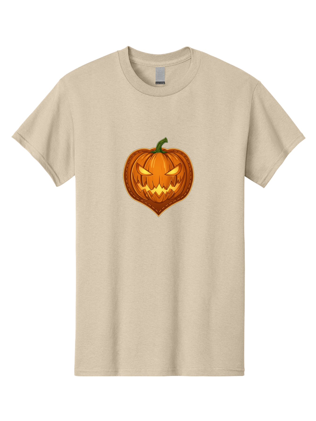 Jack-O-Lantern-1 Men'S Graphic Tee, 100% Cotton, Comfortable Casual Summer Wear, Machine Washable, Halloween Pumpkin, Jack O' Lantern, Spooky Face, Creepy Eyes, Stitched Pumpkin, Orange Pumpkin, Fall Decorations, Autumn Season, Cartoon Style, Bad221