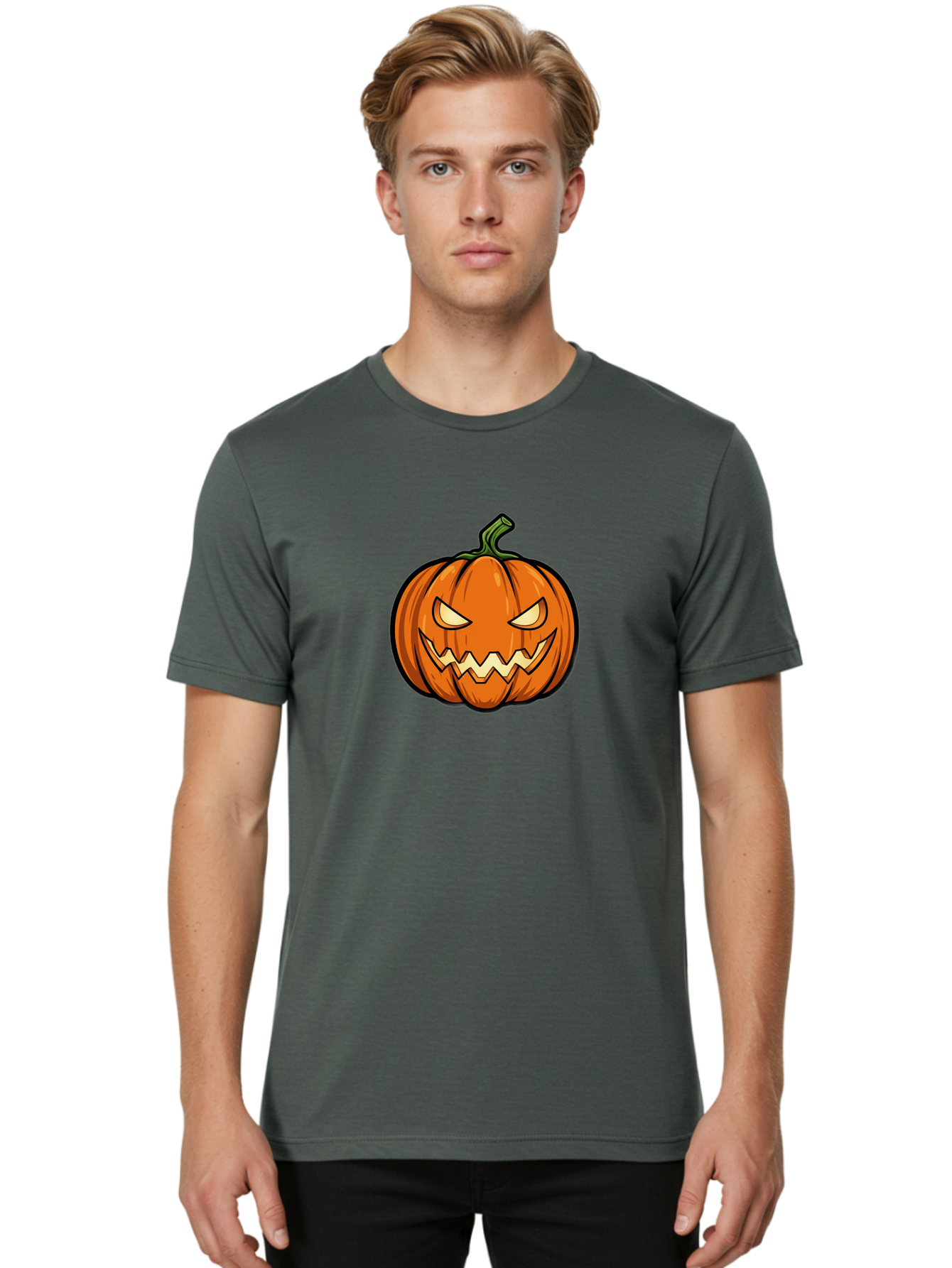 Jack-O-Lantern-5 Men'S Graphic Tee, 100% Cotton, Comfortable Casual Summer Wear, Machine Washable, Cartoon Pumpkin, Halloween Decorations, Spooky Face, Orange Pumpkin, Scary Eyes, Autumn Symbols, Jack O' Lantern, Halloween Theme, Festive Gourd Bad225