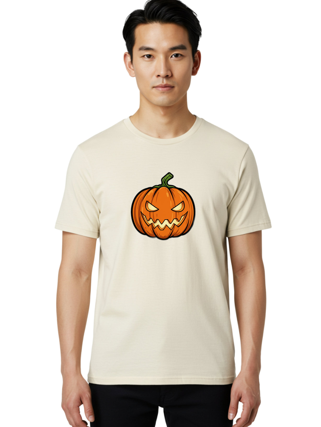 Jack-O-Lantern-5 Men'S Graphic Tee, 100% Cotton, Comfortable Casual Summer Wear, Machine Washable, Cartoon Pumpkin, Halloween Decorations, Spooky Face, Orange Pumpkin, Scary Eyes, Autumn Symbols, Jack O' Lantern, Halloween Theme, Festive Gourd Bad225