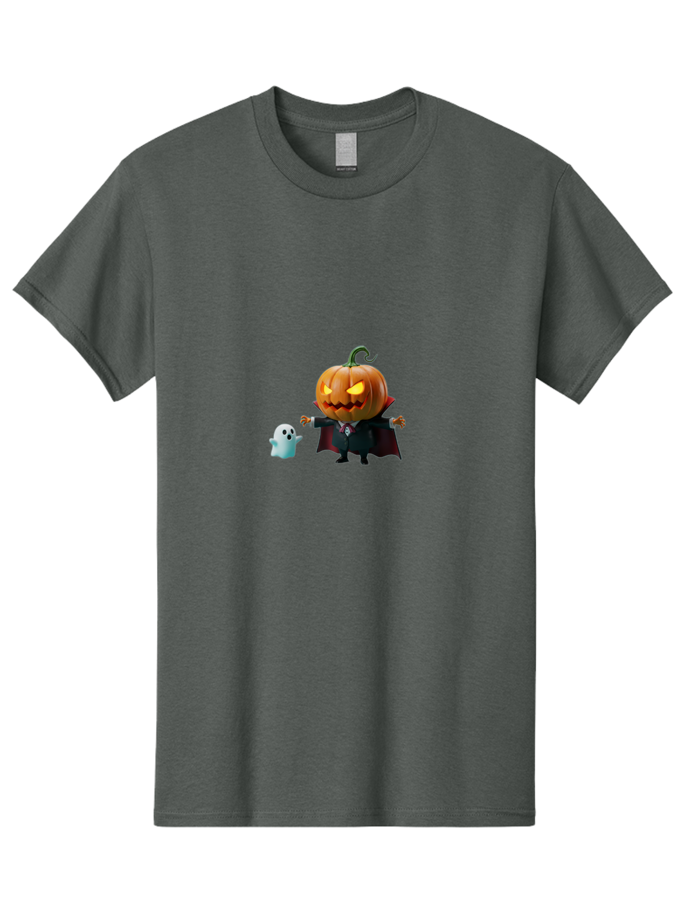 Jack-O-Lantern-Character Men'S Graphic Tee, 100% Cotton, Comfortable Casual Summer Wear, Machine Washable, Pumpkin Head, Vampire Costume, Ghostly Figure, Halloween Character, Spooky Atmosphere, Autumn Decorations, Festive Spirit, Bad226
