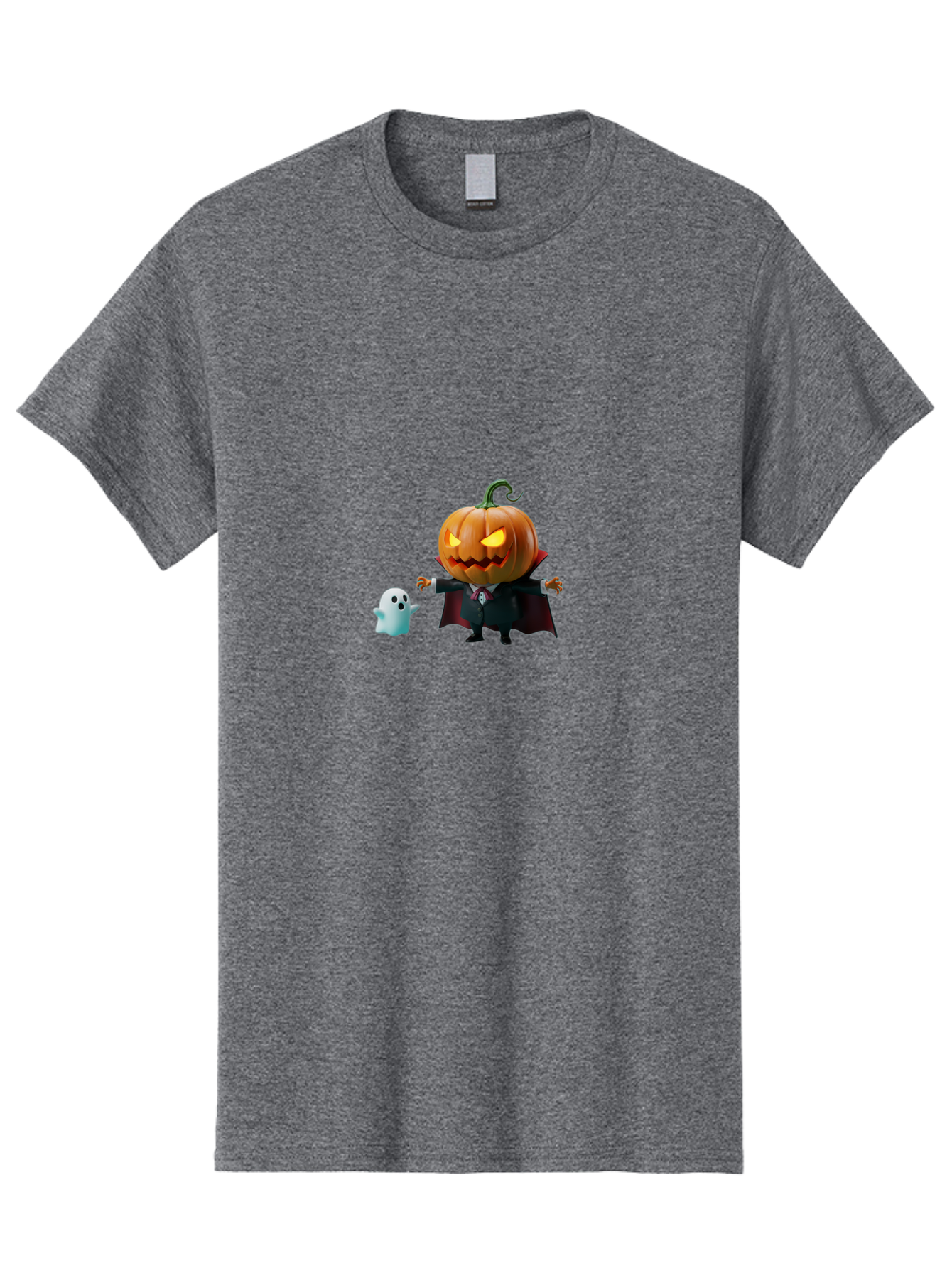 Jack-O-Lantern-Character Men'S Graphic Tee, 100% Cotton, Comfortable Casual Summer Wear, Machine Washable, Pumpkin Head, Vampire Costume, Ghostly Figure, Halloween Character, Spooky Atmosphere, Autumn Decorations, Festive Spirit, Bad226