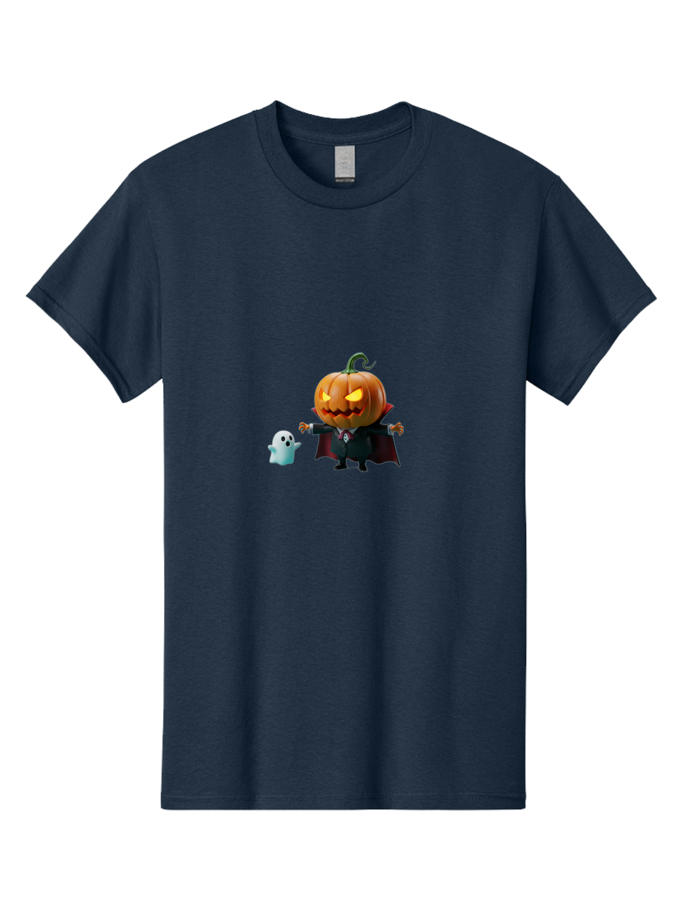 Jack-O-Lantern-Character Men'S Graphic Tee, 100% Cotton, Comfortable Casual Summer Wear, Machine Washable, Pumpkin Head, Vampire Costume, Ghostly Figure, Halloween Character, Spooky Atmosphere, Autumn Decorations, Festive Spirit, Bad226