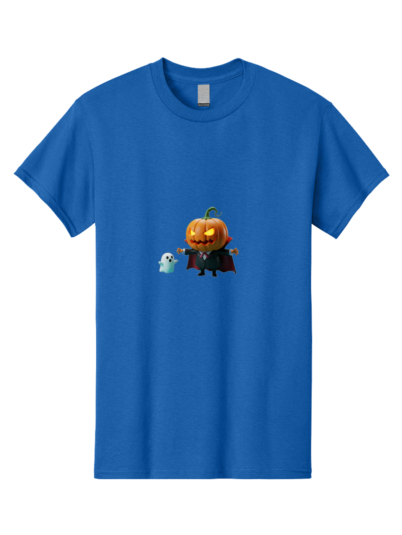 Jack-O-Lantern-Character Men'S Graphic Tee, 100% Cotton, Comfortable Casual Summer Wear, Machine Washable, Pumpkin Head, Vampire Costume, Ghostly Figure, Halloween Character, Spooky Atmosphere, Autumn Decorations, Festive Spirit, Bad226