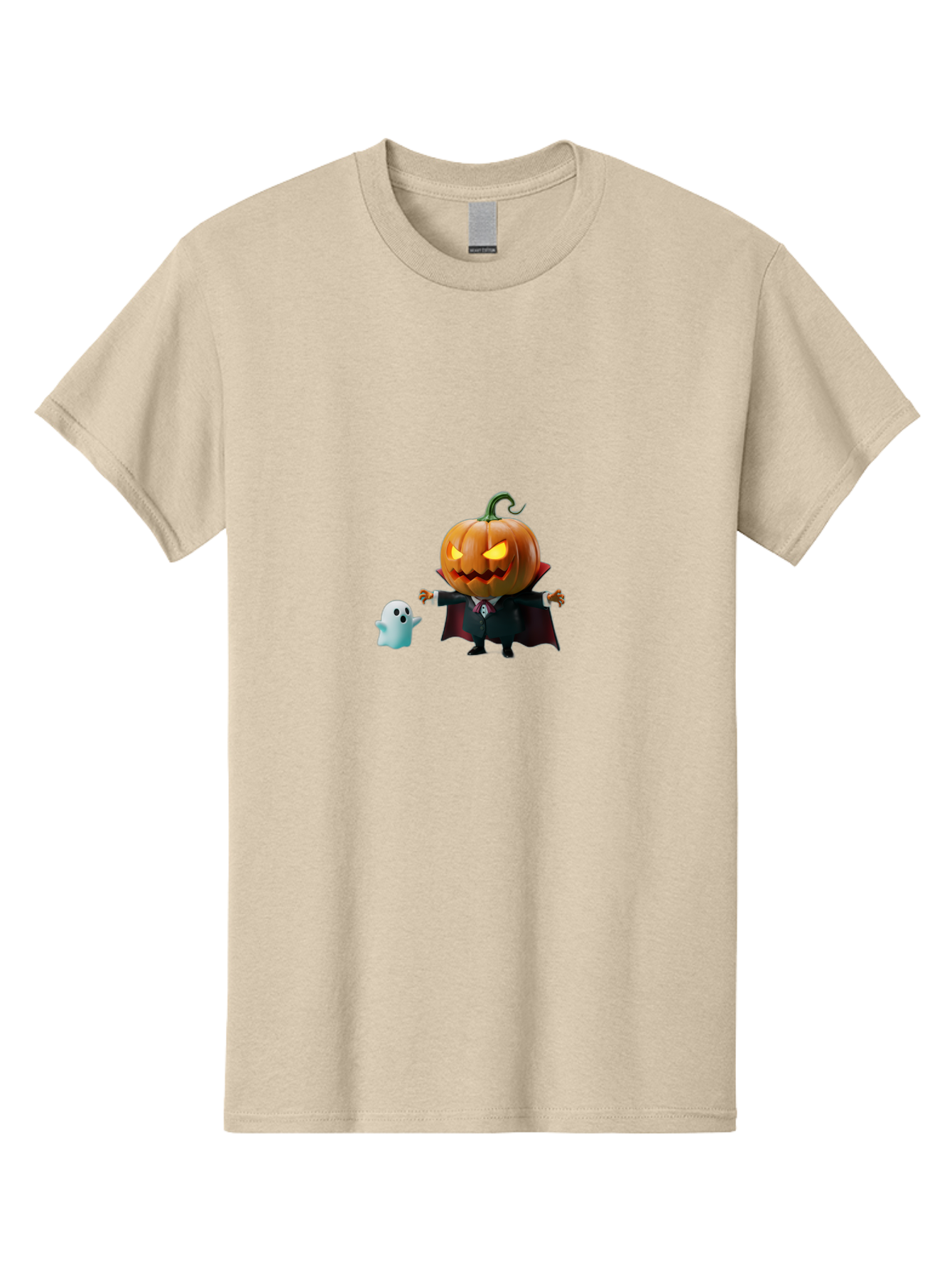 Jack-O-Lantern-Character Men'S Graphic Tee, 100% Cotton, Comfortable Casual Summer Wear, Machine Washable, Pumpkin Head, Vampire Costume, Ghostly Figure, Halloween Character, Spooky Atmosphere, Autumn Decorations, Festive Spirit, Bad226