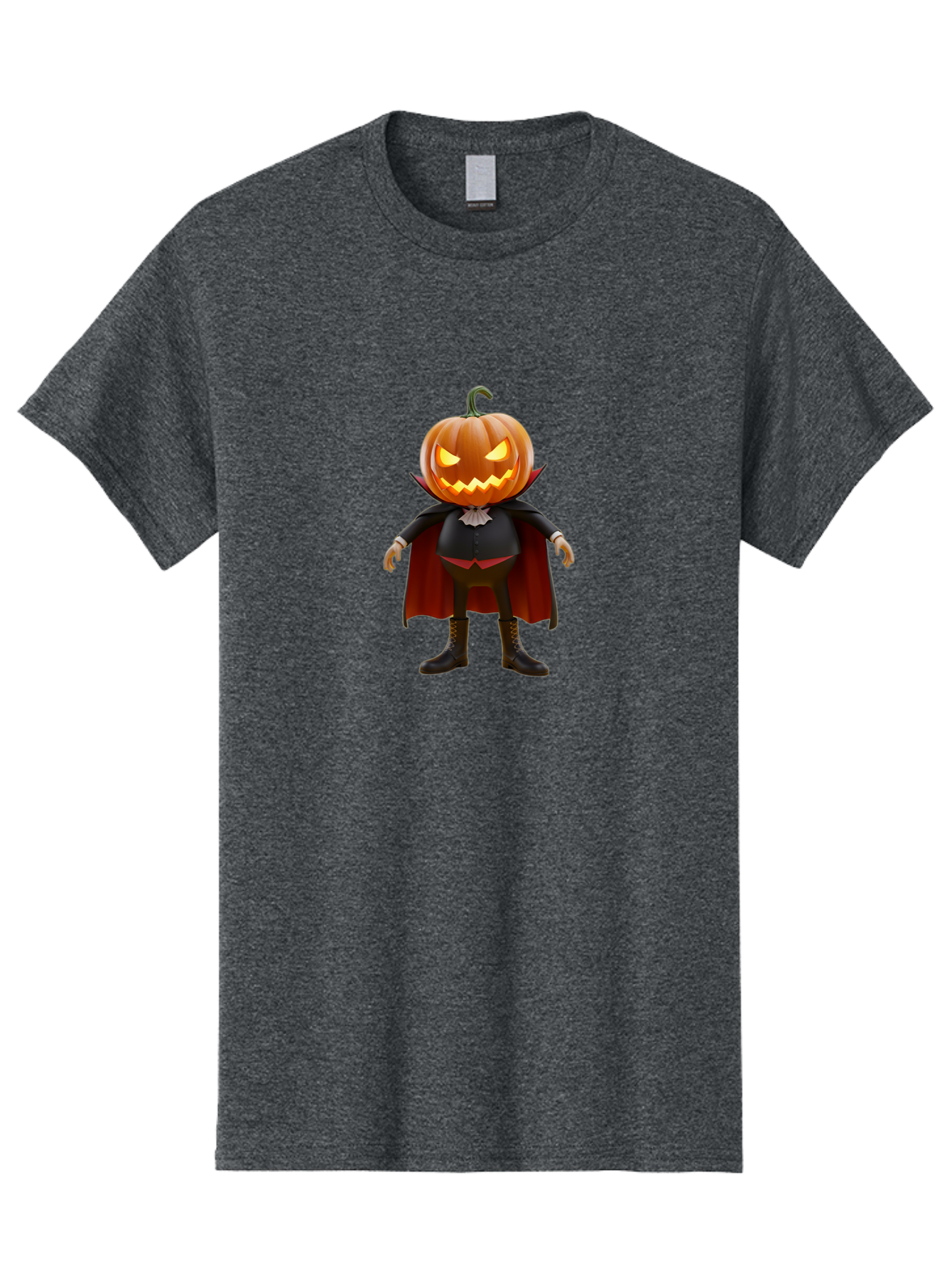 Jack-O-Lantern-Vampire Men'S Graphic Tee, 100% Cotton, Comfortable Casual Summer Wear, Machine Washable, Vampire Pumpkin, Jack-O-Lantern Head, Halloween Character, Spooky Figure, Red Cape, Black Suit, White Ruffle, Eerie Glow, Glowing Eyes, Bad228