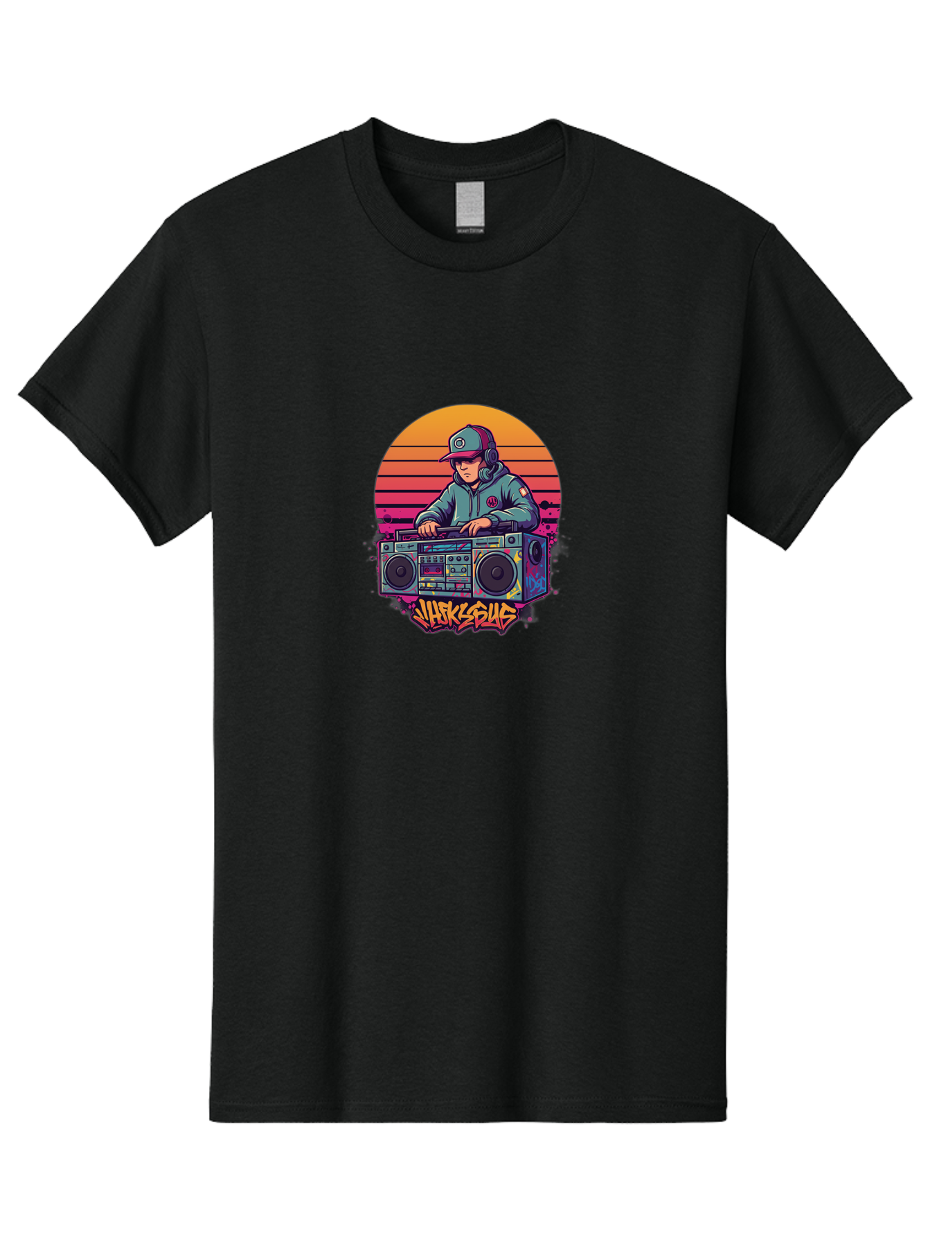 Jukesus Men'S Graphic Tee, 100% Cotton, Comfortable Casual Summer Wear, Machine Washable, Retro Dj, Boombox, Vintage Headphones, Street Style, Graffiti Art, Hip Hop Culture, 90S Nostalgia, Urban Fashion, Mixtape Vibes, Jukesus Logo, Bad233