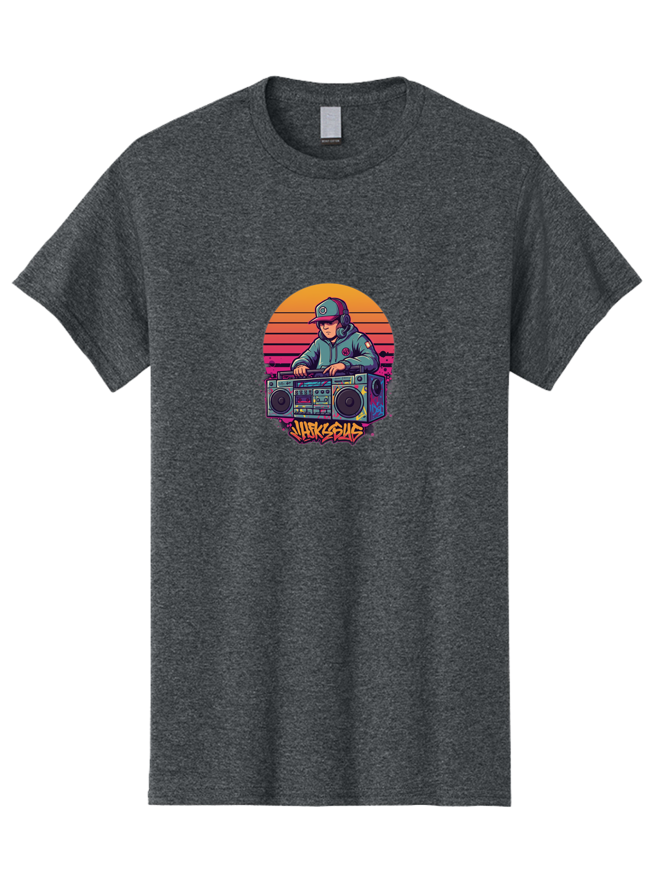Jukesus Men'S Graphic Tee, 100% Cotton, Comfortable Casual Summer Wear, Machine Washable, Retro Dj, Boombox, Vintage Headphones, Street Style, Graffiti Art, Hip Hop Culture, 90S Nostalgia, Urban Fashion, Mixtape Vibes, Jukesus Logo, Bad233