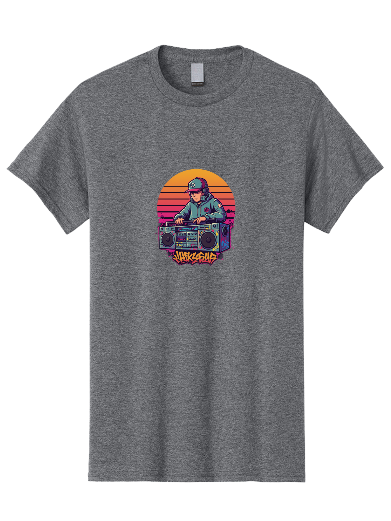 Jukesus Men'S Graphic Tee, 100% Cotton, Comfortable Casual Summer Wear, Machine Washable, Retro Dj, Boombox, Vintage Headphones, Street Style, Graffiti Art, Hip Hop Culture, 90S Nostalgia, Urban Fashion, Mixtape Vibes, Jukesus Logo, Bad233