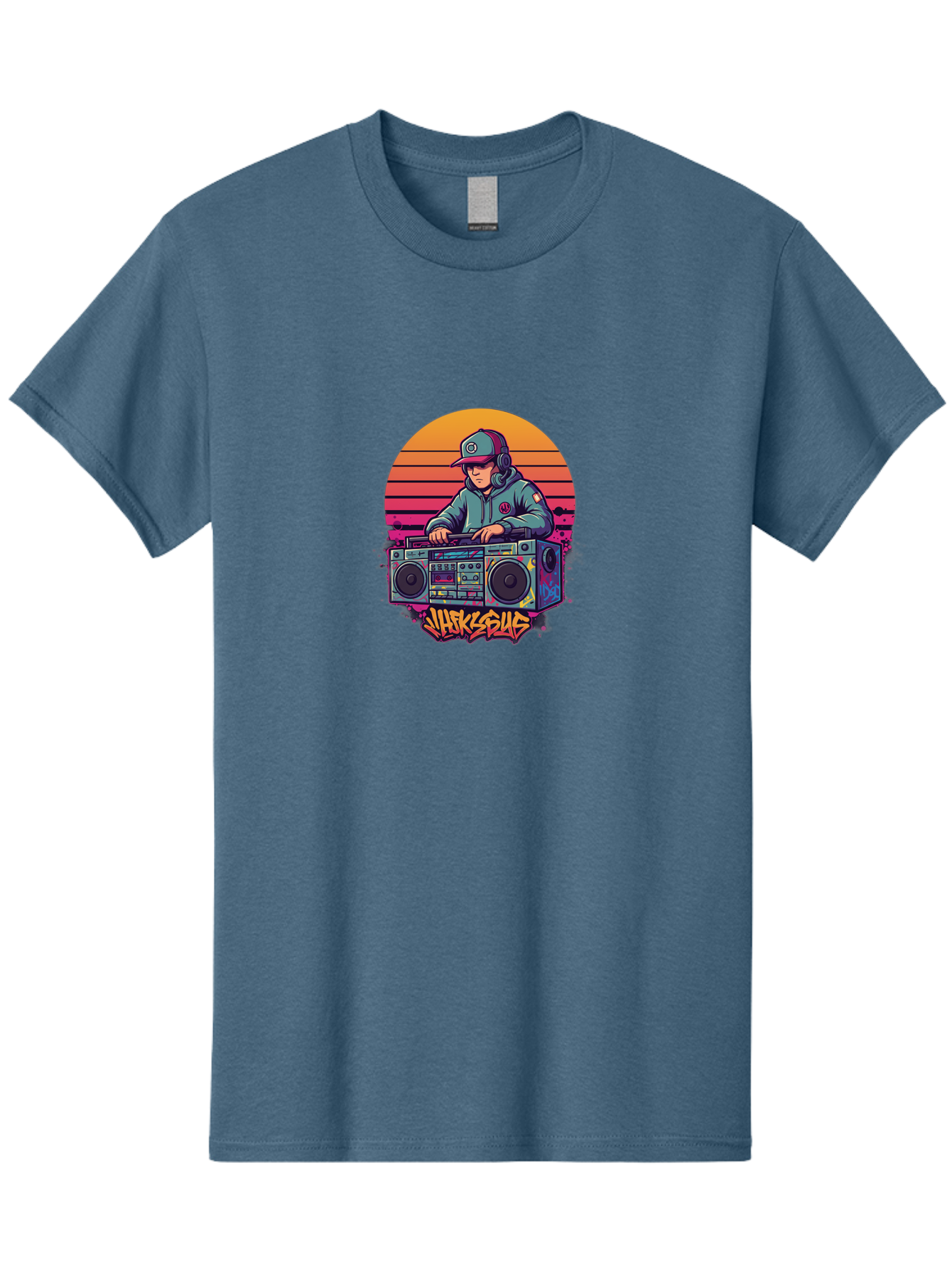 Jukesus Men'S Graphic Tee, 100% Cotton, Comfortable Casual Summer Wear, Machine Washable, Retro Dj, Boombox, Vintage Headphones, Street Style, Graffiti Art, Hip Hop Culture, 90S Nostalgia, Urban Fashion, Mixtape Vibes, Jukesus Logo, Bad233