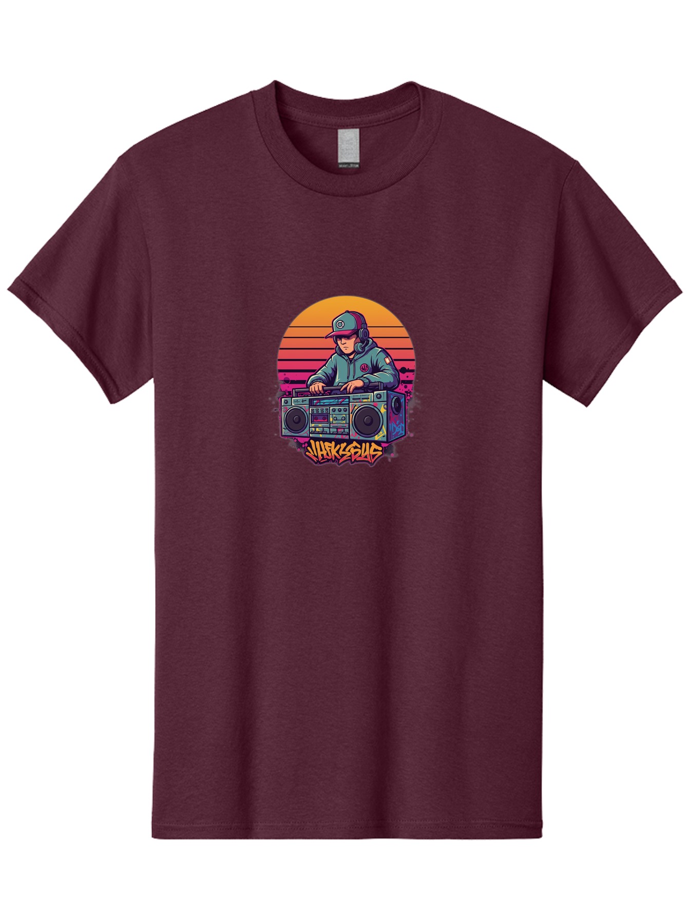Jukesus Men'S Graphic Tee, 100% Cotton, Comfortable Casual Summer Wear, Machine Washable, Retro Dj, Boombox, Vintage Headphones, Street Style, Graffiti Art, Hip Hop Culture, 90S Nostalgia, Urban Fashion, Mixtape Vibes, Jukesus Logo, Bad233