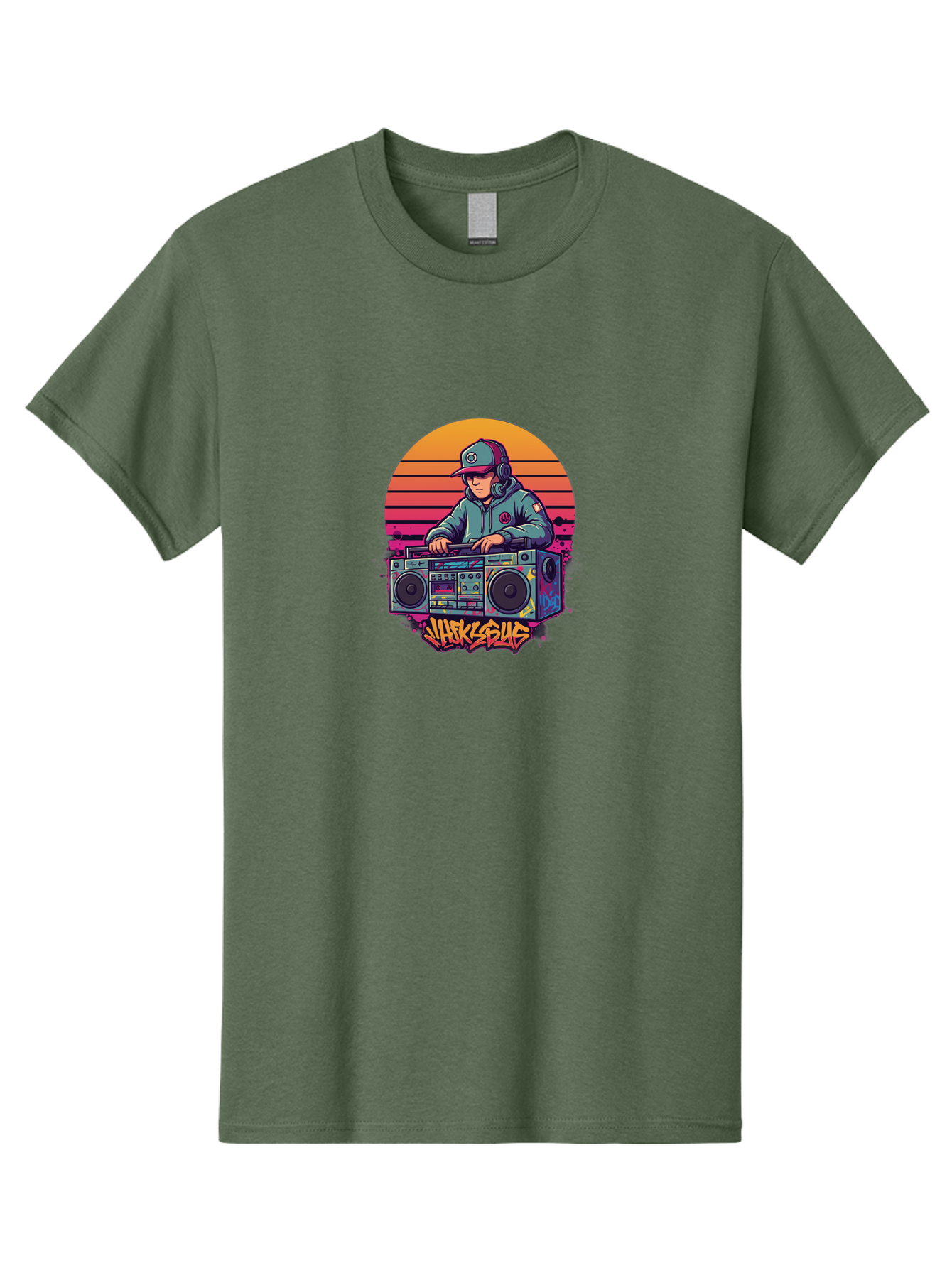 Jukesus Men'S Graphic Tee, 100% Cotton, Comfortable Casual Summer Wear, Machine Washable, Retro Dj, Boombox, Vintage Headphones, Street Style, Graffiti Art, Hip Hop Culture, 90S Nostalgia, Urban Fashion, Mixtape Vibes, Jukesus Logo, Bad233