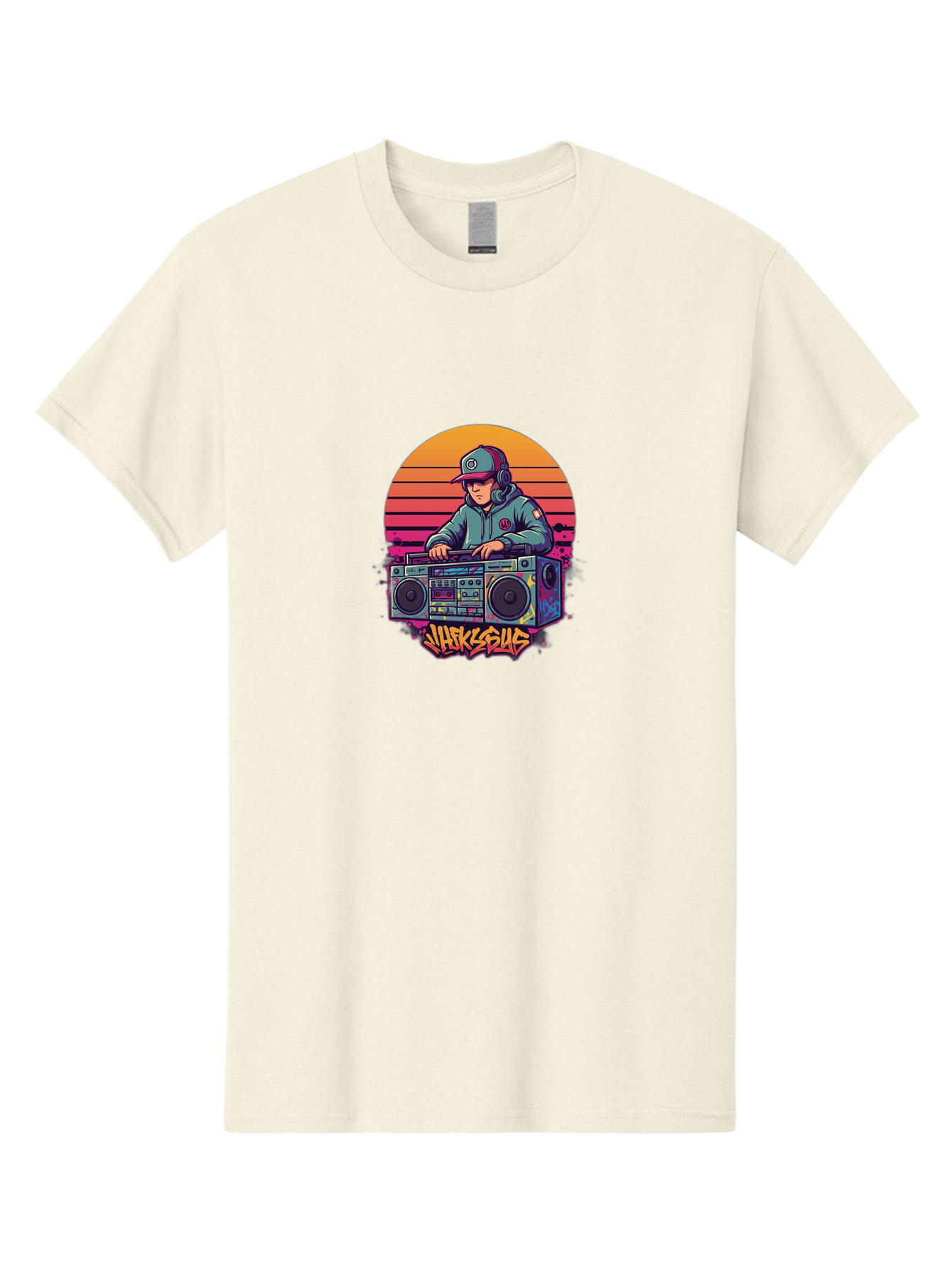Jukesus Men'S Graphic Tee, 100% Cotton, Comfortable Casual Summer Wear, Machine Washable, Retro Dj, Boombox, Vintage Headphones, Street Style, Graffiti Art, Hip Hop Culture, 90S Nostalgia, Urban Fashion, Mixtape Vibes, Jukesus Logo, Bad233