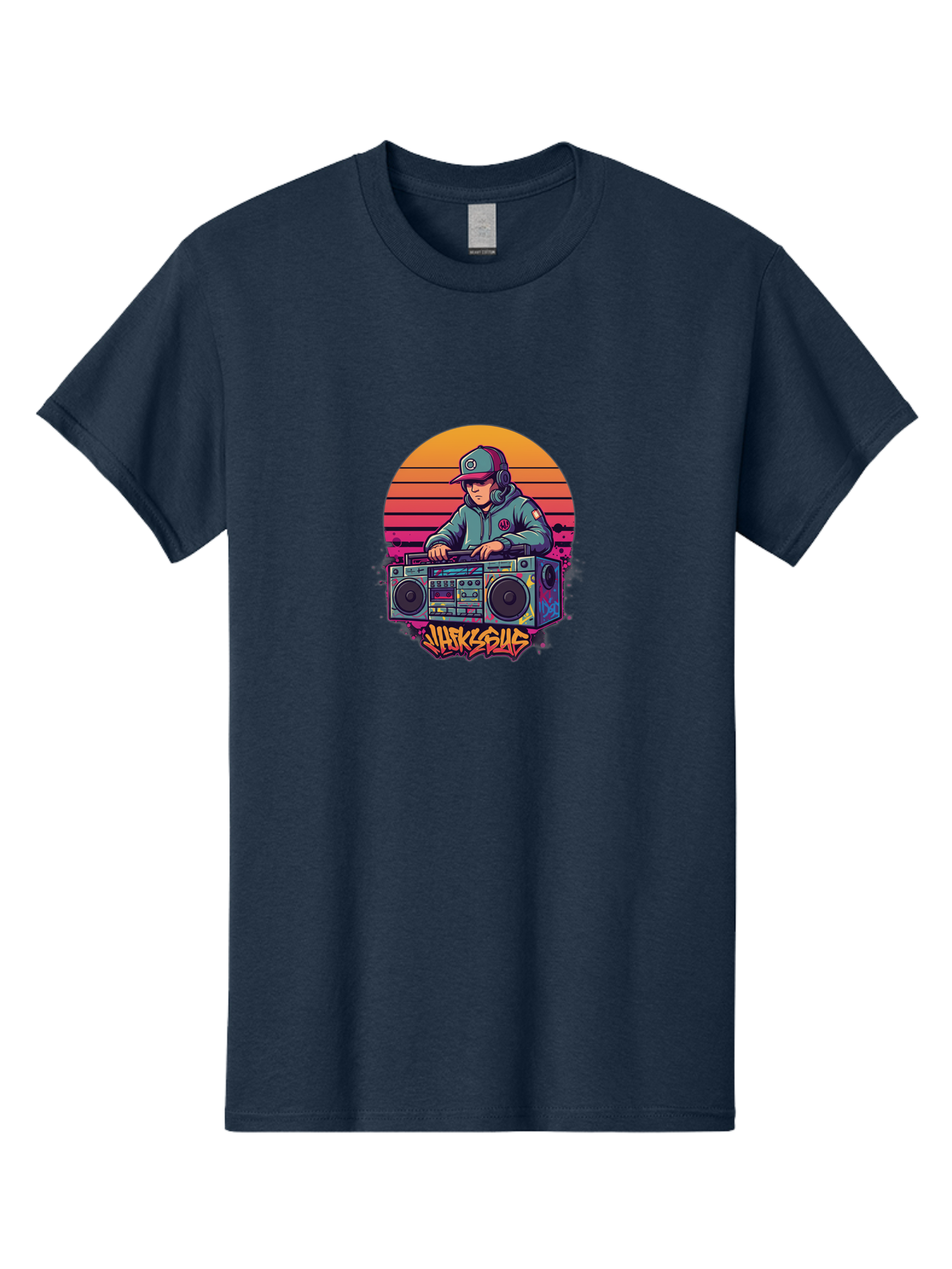 Jukesus Men'S Graphic Tee, 100% Cotton, Comfortable Casual Summer Wear, Machine Washable, Retro Dj, Boombox, Vintage Headphones, Street Style, Graffiti Art, Hip Hop Culture, 90S Nostalgia, Urban Fashion, Mixtape Vibes, Jukesus Logo, Bad233