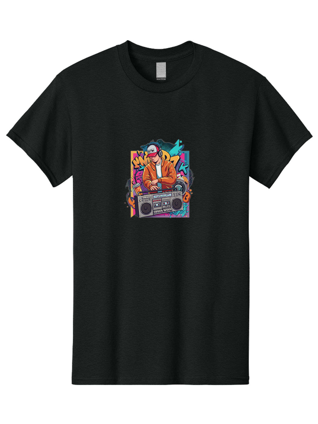 Junk-D-K Men'S Graphic Tee, 100% Cotton, Comfortable Casual Summer Wear, Machine Washable, Dj Spinning Tracks, Retro Boombox, Graffiti Art, Street Culture, Hip Hop Vibes, Urban Music, Vintage Style, Cool Headphones Bad234