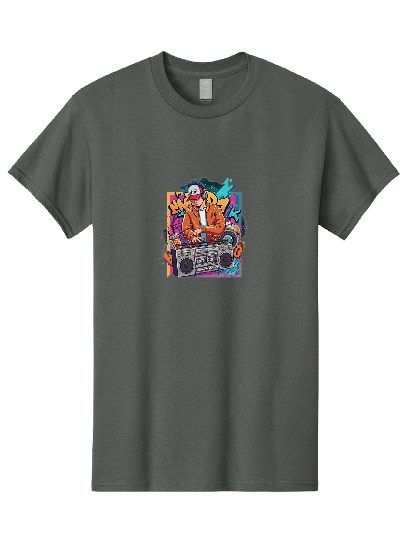 Junk-D-K Men'S Graphic Tee, 100% Cotton, Comfortable Casual Summer Wear, Machine Washable, Dj Spinning Tracks, Retro Boombox, Graffiti Art, Street Culture, Hip Hop Vibes, Urban Music, Vintage Style, Cool Headphones Bad234