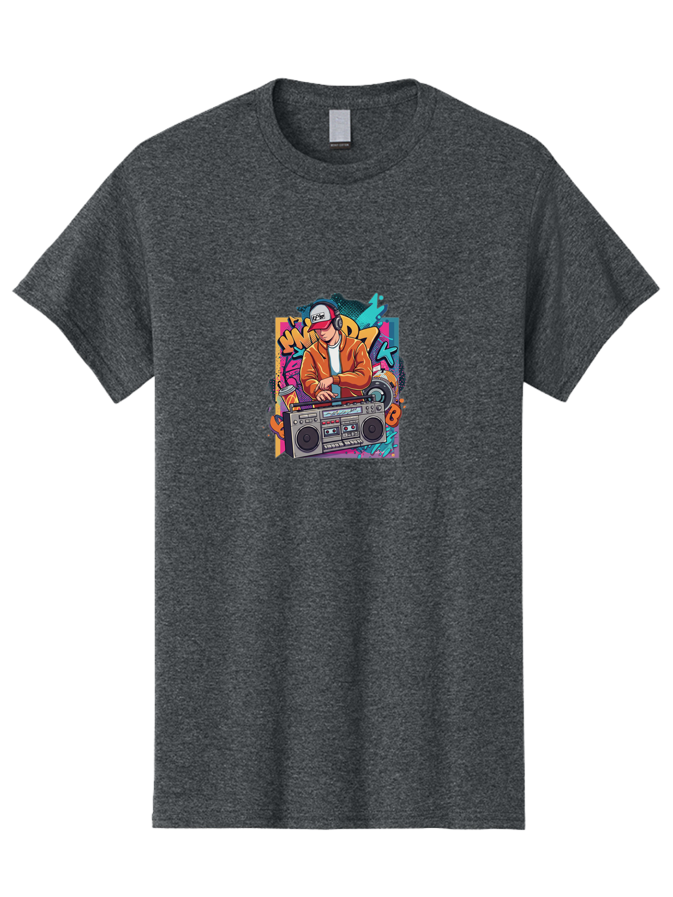 Junk-D-K Men'S Graphic Tee, 100% Cotton, Comfortable Casual Summer Wear, Machine Washable, Dj Spinning Tracks, Retro Boombox, Graffiti Art, Street Culture, Hip Hop Vibes, Urban Music, Vintage Style, Cool Headphones Bad234