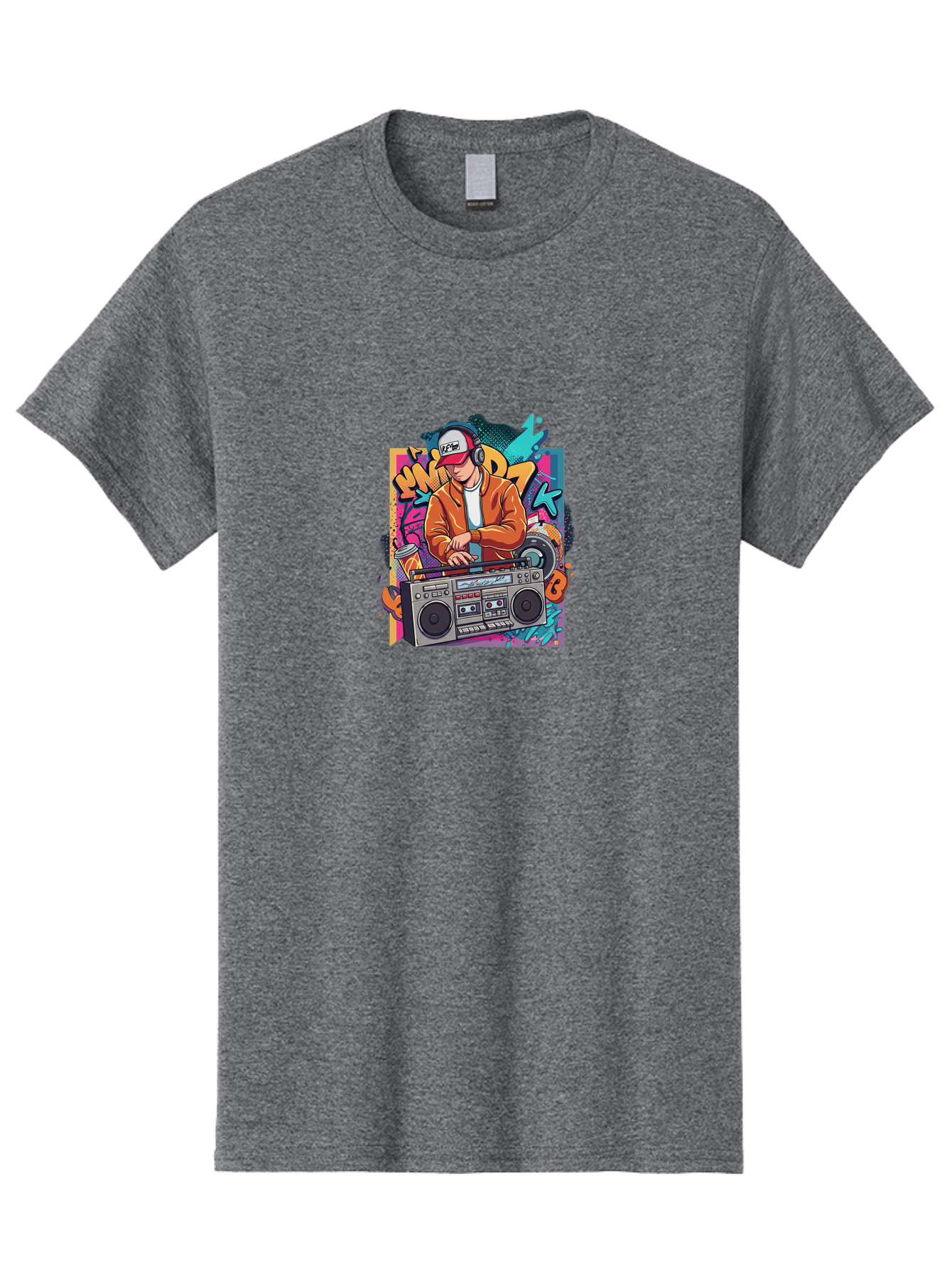Junk-D-K Men'S Graphic Tee, 100% Cotton, Comfortable Casual Summer Wear, Machine Washable, Dj Spinning Tracks, Retro Boombox, Graffiti Art, Street Culture, Hip Hop Vibes, Urban Music, Vintage Style, Cool Headphones Bad234