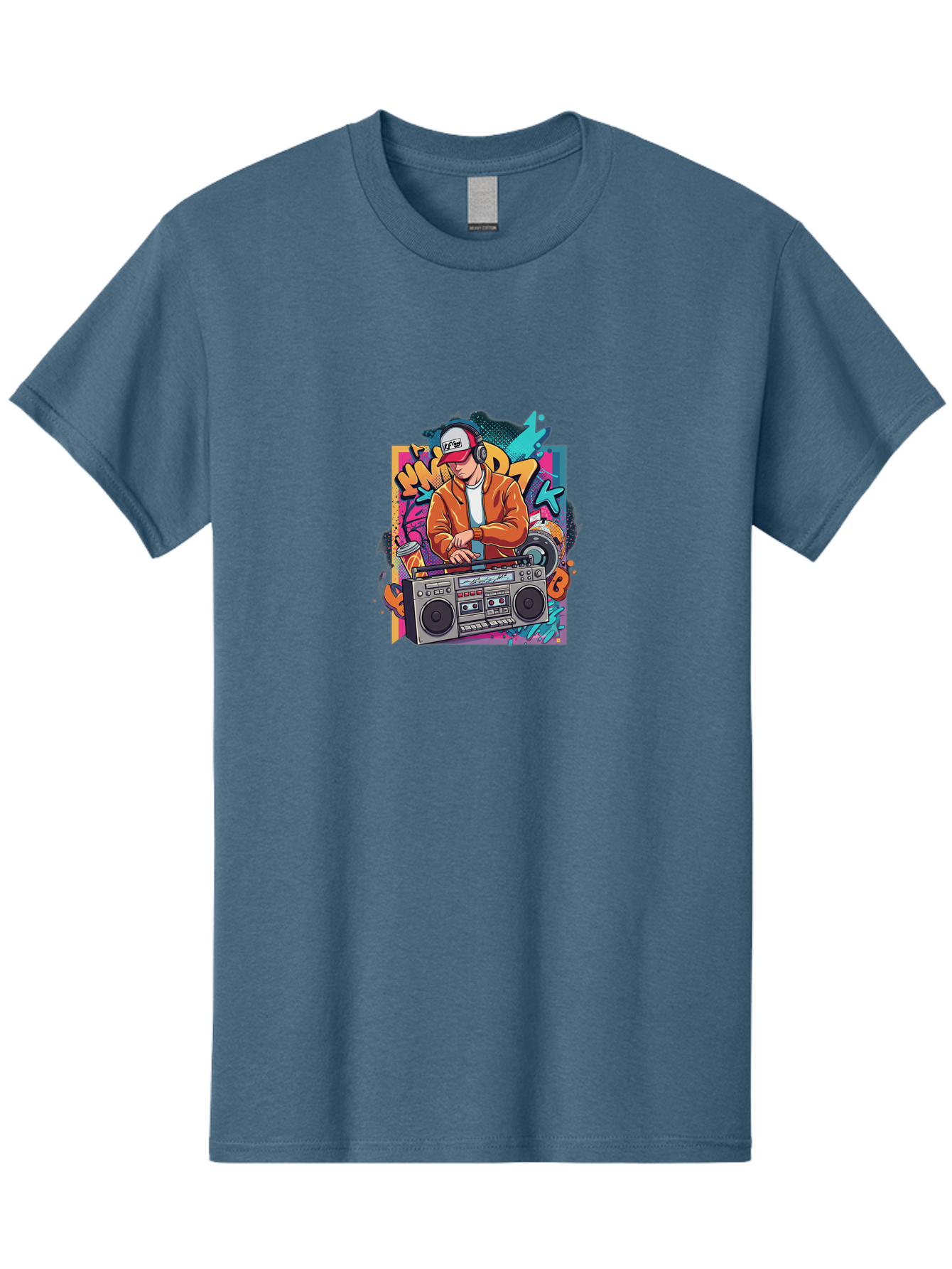 Junk-D-K Men'S Graphic Tee, 100% Cotton, Comfortable Casual Summer Wear, Machine Washable, Dj Spinning Tracks, Retro Boombox, Graffiti Art, Street Culture, Hip Hop Vibes, Urban Music, Vintage Style, Cool Headphones Bad234