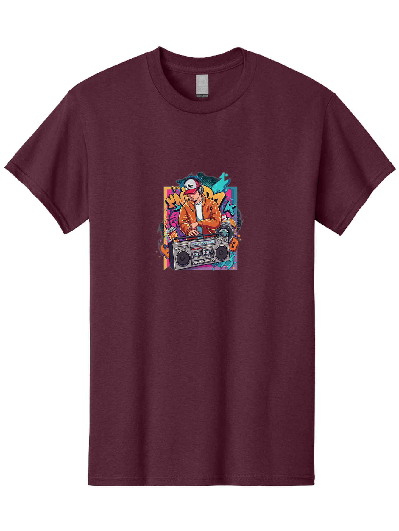 Junk-D-K Men'S Graphic Tee, 100% Cotton, Comfortable Casual Summer Wear, Machine Washable, Dj Spinning Tracks, Retro Boombox, Graffiti Art, Street Culture, Hip Hop Vibes, Urban Music, Vintage Style, Cool Headphones Bad234