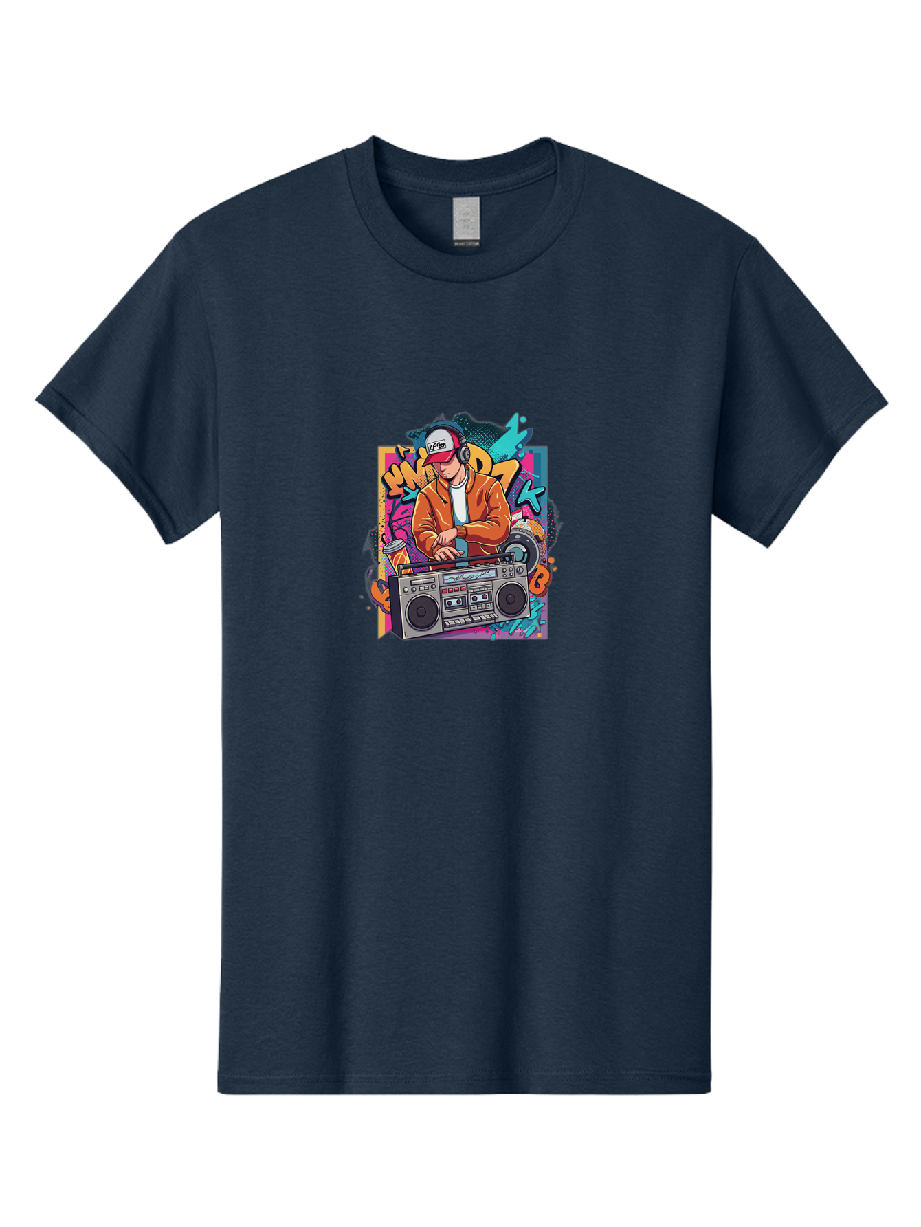 Junk-D-K Men'S Graphic Tee, 100% Cotton, Comfortable Casual Summer Wear, Machine Washable, Dj Spinning Tracks, Retro Boombox, Graffiti Art, Street Culture, Hip Hop Vibes, Urban Music, Vintage Style, Cool Headphones Bad234