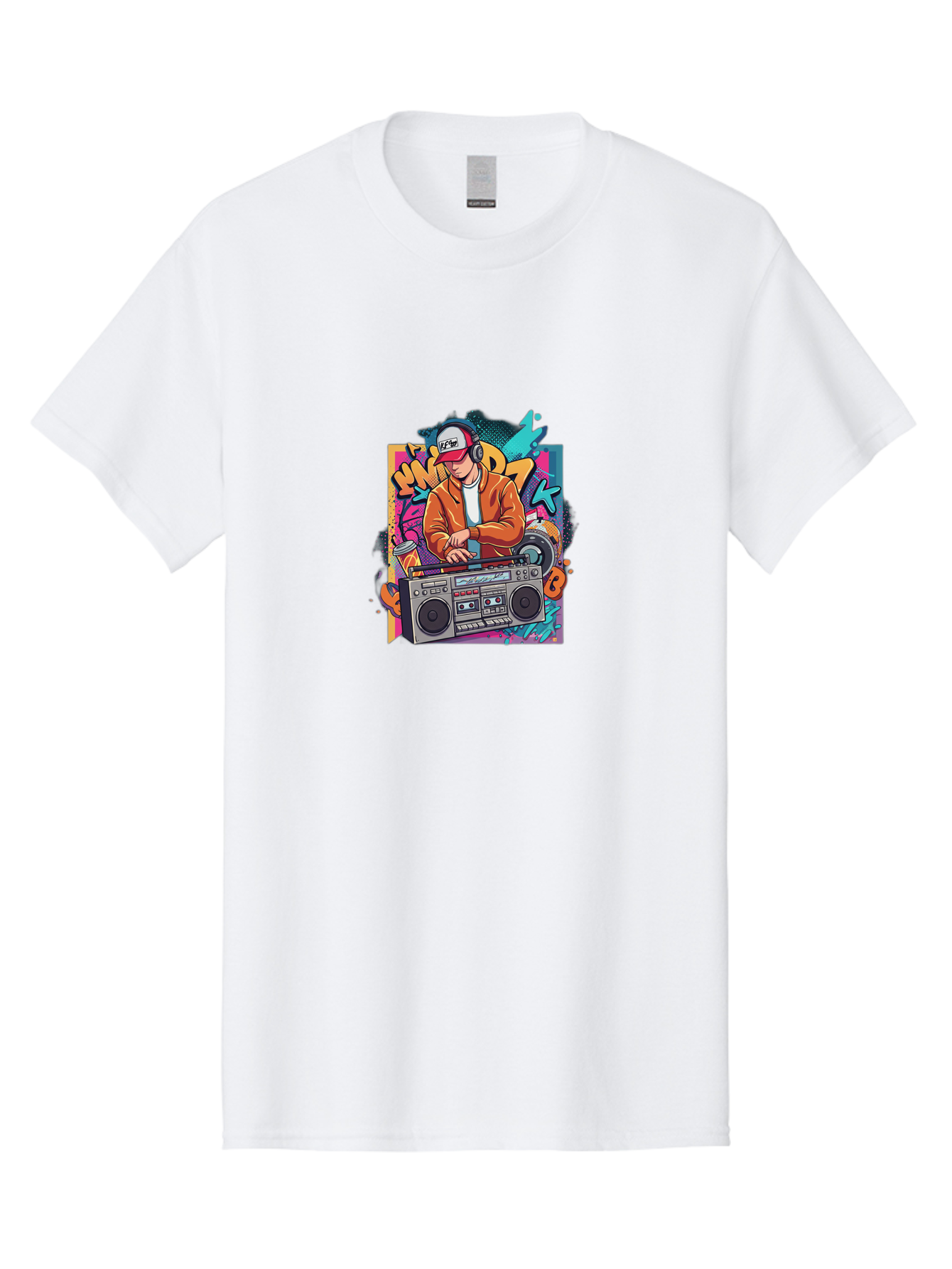 Junk-D-K Men'S Graphic Tee, 100% Cotton, Comfortable Casual Summer Wear, Machine Washable, Dj Spinning Tracks, Retro Boombox, Graffiti Art, Street Culture, Hip Hop Vibes, Urban Music, Vintage Style, Cool Headphones Bad234