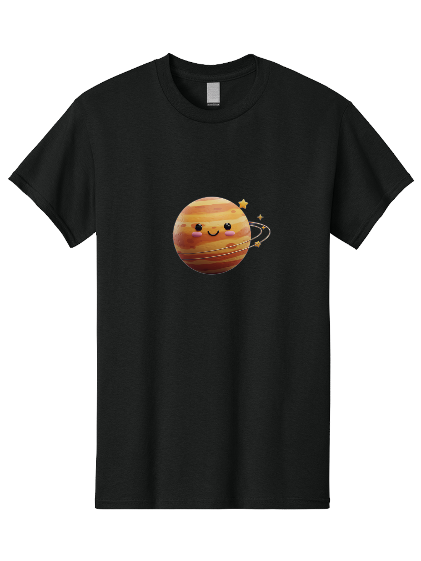 Jupiter-2 Men'S Graphic Tee, 100% Cotton, Comfortable Casual Summer Wear, Machine Washable, Cartoon Jupiter, Smiling Planet, Kawaii Illustration, Adorable Design, Space Theme, Celestial Body, Stars And Rings, Whimsical Art, Fantasy Scene Bad236