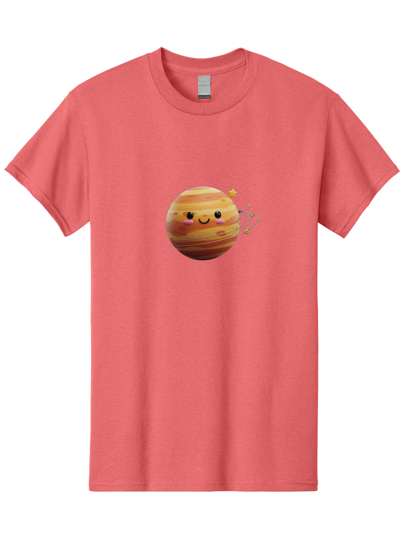Jupiter-2 Men'S Graphic Tee, 100% Cotton, Comfortable Casual Summer Wear, Machine Washable, Cartoon Jupiter, Smiling Planet, Kawaii Illustration, Adorable Design, Space Theme, Celestial Body, Stars And Rings, Whimsical Art, Fantasy Scene Bad236
