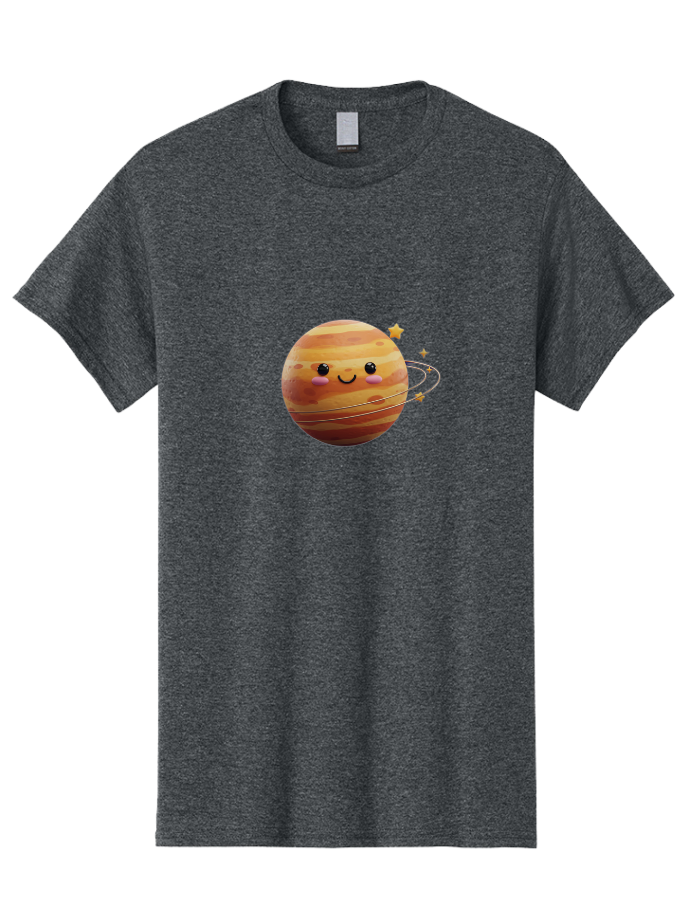 Jupiter-2 Men'S Graphic Tee, 100% Cotton, Comfortable Casual Summer Wear, Machine Washable, Cartoon Jupiter, Smiling Planet, Kawaii Illustration, Adorable Design, Space Theme, Celestial Body, Stars And Rings, Whimsical Art, Fantasy Scene Bad236
