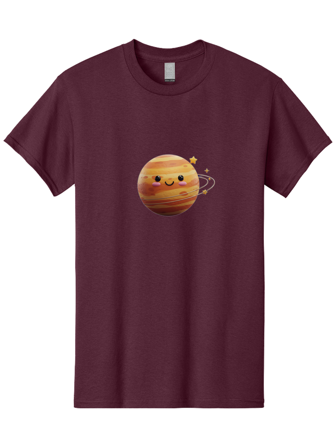 Jupiter-2 Men'S Graphic Tee, 100% Cotton, Comfortable Casual Summer Wear, Machine Washable, Cartoon Jupiter, Smiling Planet, Kawaii Illustration, Adorable Design, Space Theme, Celestial Body, Stars And Rings, Whimsical Art, Fantasy Scene Bad236