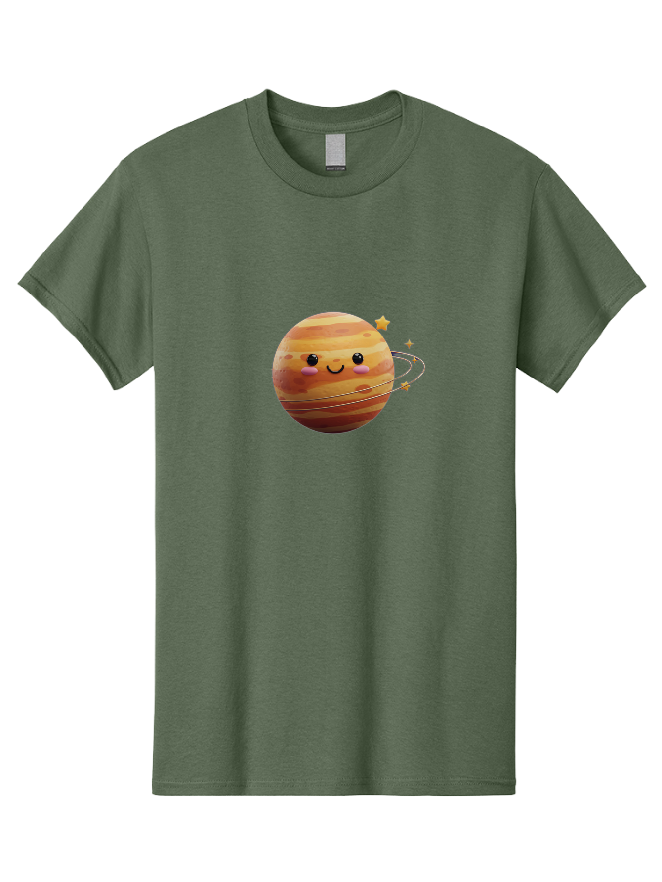 Jupiter-2 Men'S Graphic Tee, 100% Cotton, Comfortable Casual Summer Wear, Machine Washable, Cartoon Jupiter, Smiling Planet, Kawaii Illustration, Adorable Design, Space Theme, Celestial Body, Stars And Rings, Whimsical Art, Fantasy Scene Bad236