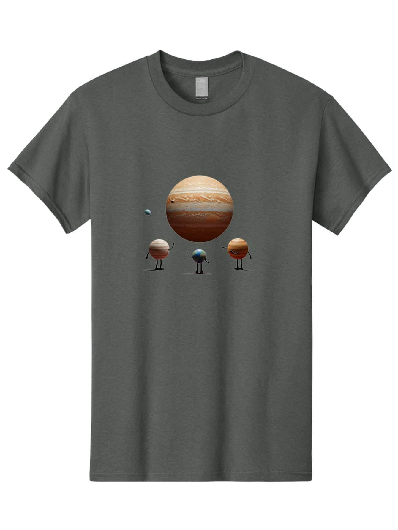 Jupiter-And-Moons Men'S Graphic Tee, 100% Cotton, Comfortable Casual Summer Wear, Machine Washable, Jupiter Planet, Cartoon Moons, Solar System, Astronomy, Space Exploration, Planetary Bodies, Celestial Objects, Orbital Patterns Bad238