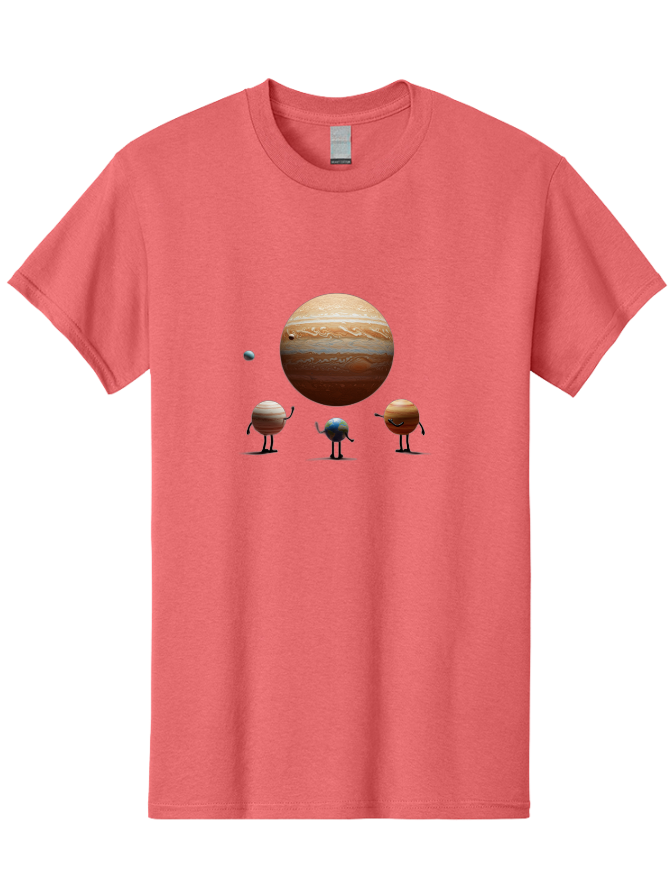 Jupiter-And-Moons Men'S Graphic Tee, 100% Cotton, Comfortable Casual Summer Wear, Machine Washable, Jupiter Planet, Cartoon Moons, Solar System, Astronomy, Space Exploration, Planetary Bodies, Celestial Objects, Orbital Patterns Bad238