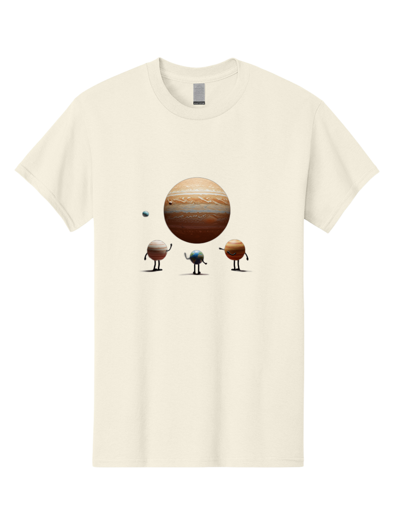 Jupiter-And-Moons Men'S Graphic Tee, 100% Cotton, Comfortable Casual Summer Wear, Machine Washable, Jupiter Planet, Cartoon Moons, Solar System, Astronomy, Space Exploration, Planetary Bodies, Celestial Objects, Orbital Patterns Bad238