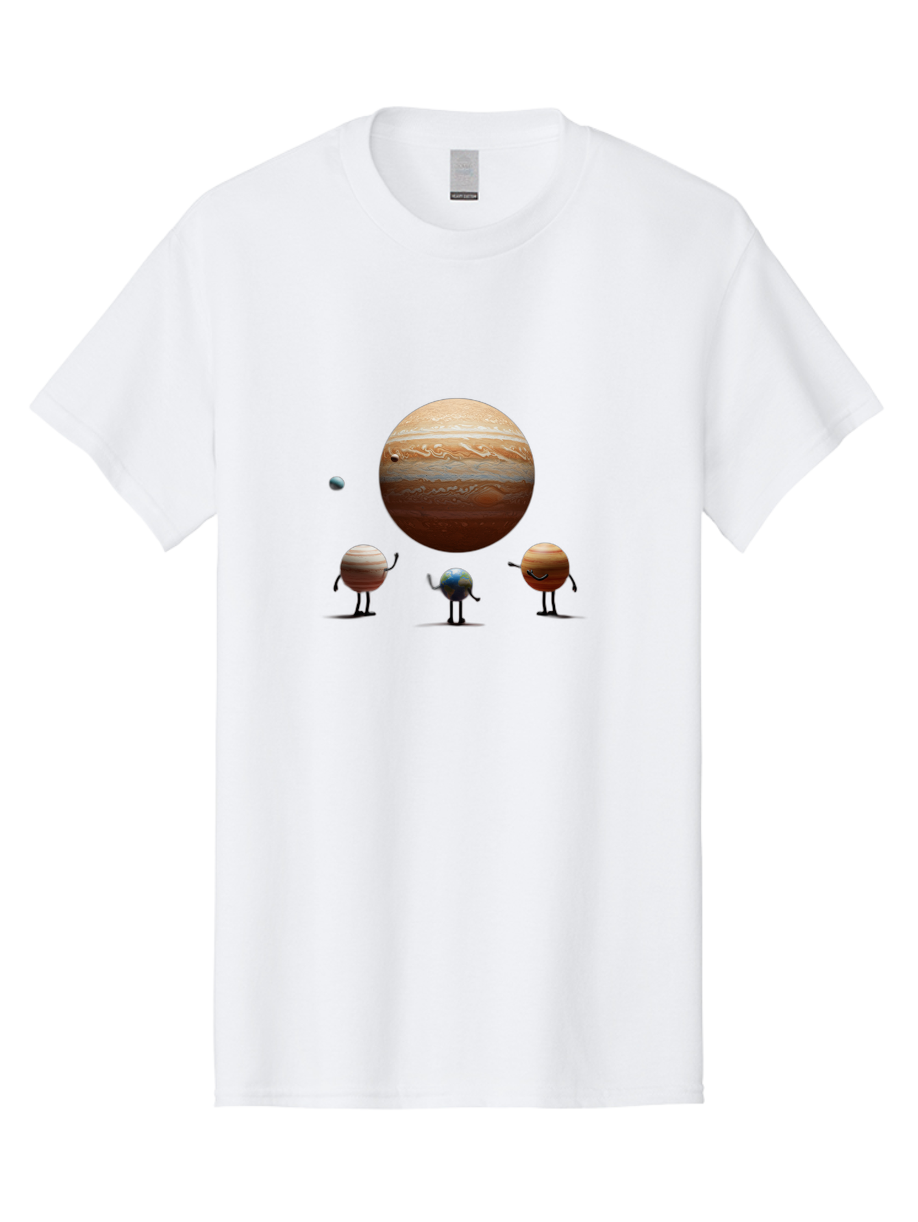 Jupiter-And-Moons Men'S Graphic Tee, 100% Cotton, Comfortable Casual Summer Wear, Machine Washable, Jupiter Planet, Cartoon Moons, Solar System, Astronomy, Space Exploration, Planetary Bodies, Celestial Objects, Orbital Patterns Bad238