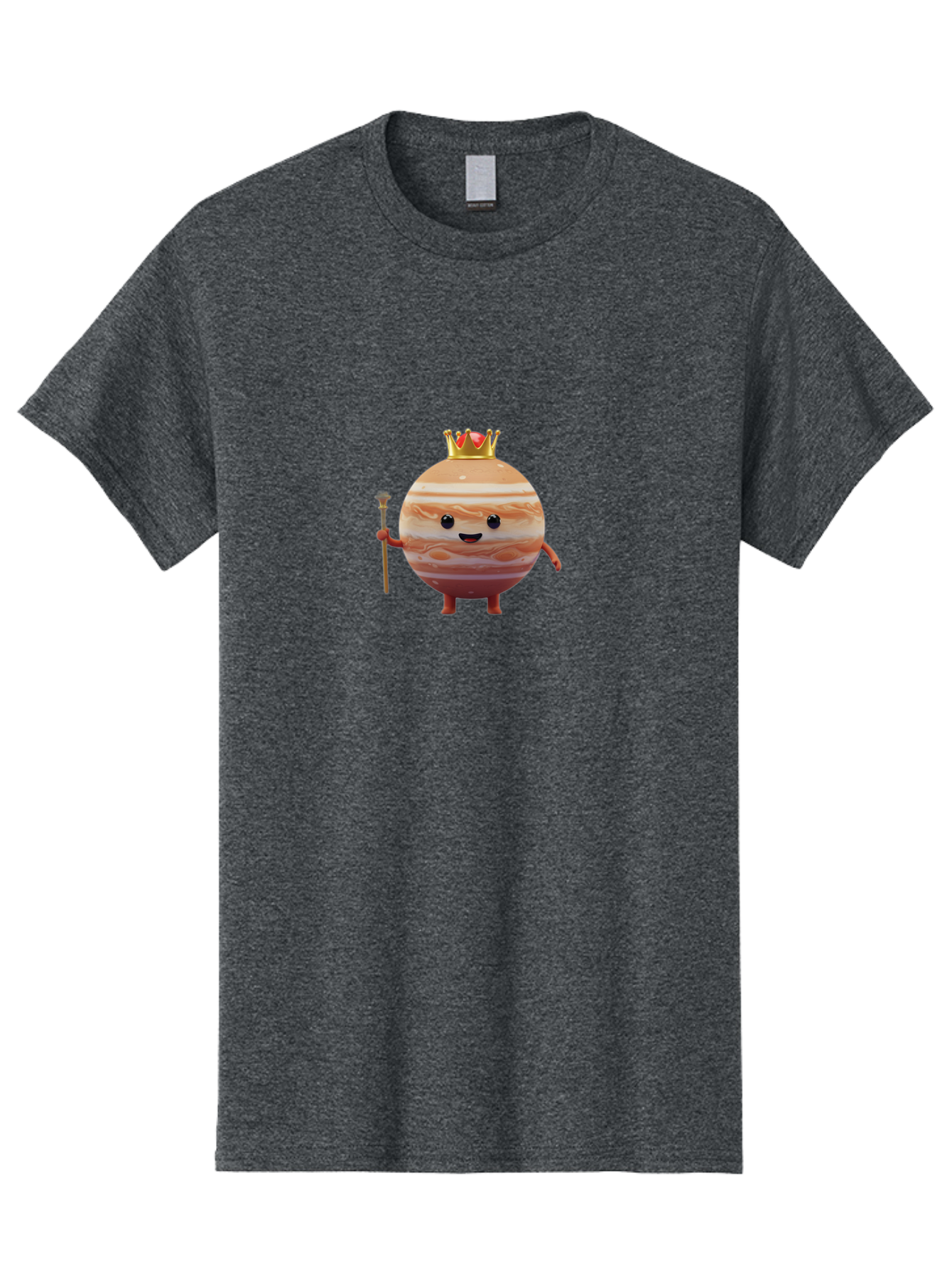 Jupiter-Mascot Men'S Graphic Tee, 100% Cotton, Comfortable Casual Summer Wear, Machine Washable, Cartoon Jupiter Planet, Anthropomorphic Planet, Jupiter Mascot, Cartoon Character, Planetary Illustration, Jupiter With Crown, Bad240