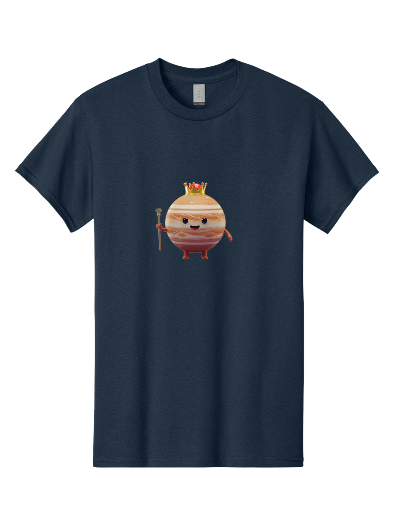 Jupiter-Mascot Men'S Graphic Tee, 100% Cotton, Comfortable Casual Summer Wear, Machine Washable, Cartoon Jupiter Planet, Anthropomorphic Planet, Jupiter Mascot, Cartoon Character, Planetary Illustration, Jupiter With Crown, Bad240