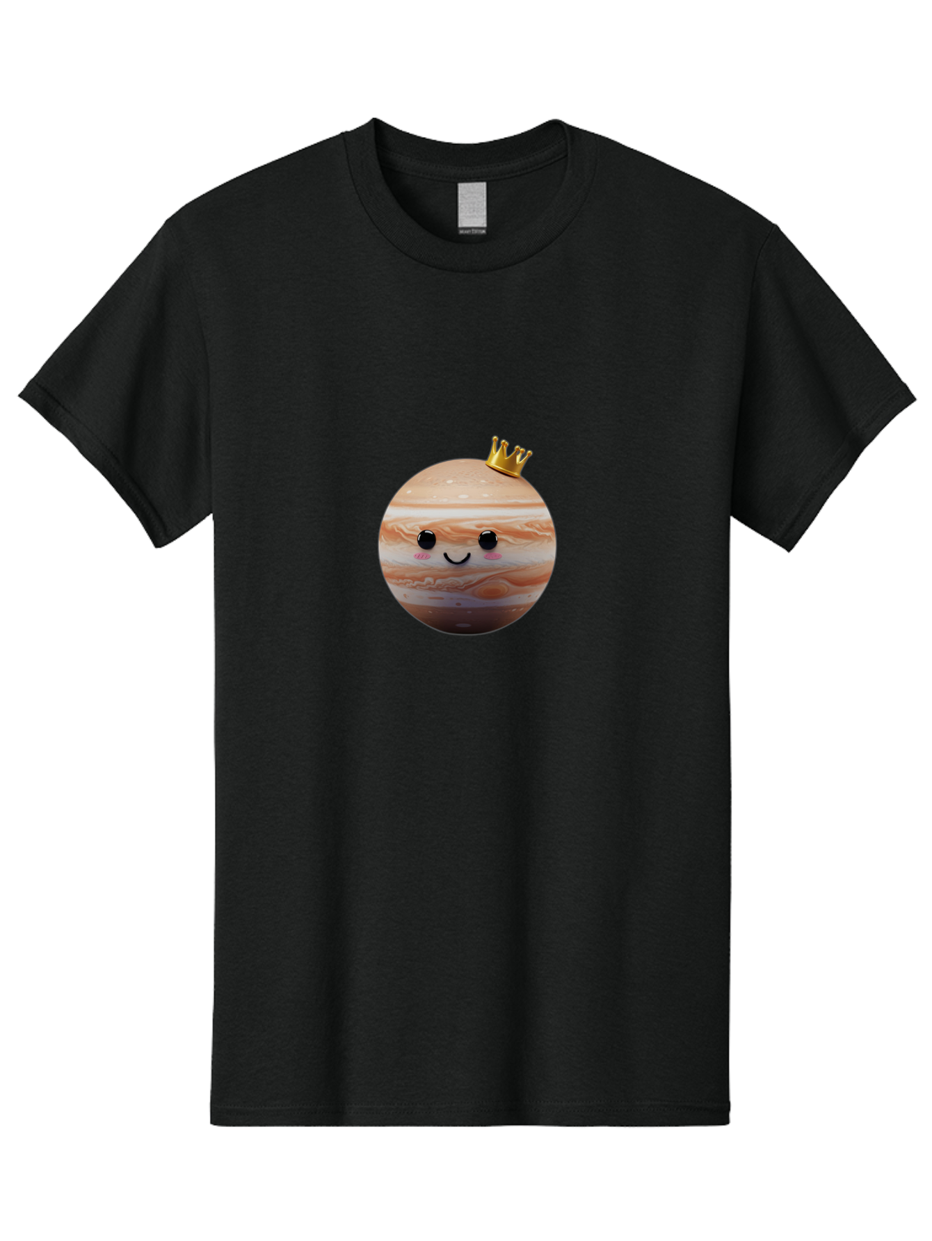 Jupiter Men'S Graphic Tee, 100% Cotton, Comfortable Casual Summer Wear, Machine Washable, Cartoon Jupiter, Smiling Planet, Golden Crown, Kawaii Space, Adorable Astronomy, Funny Illustration, Whimsical Design, Cute Cosmic Bad241