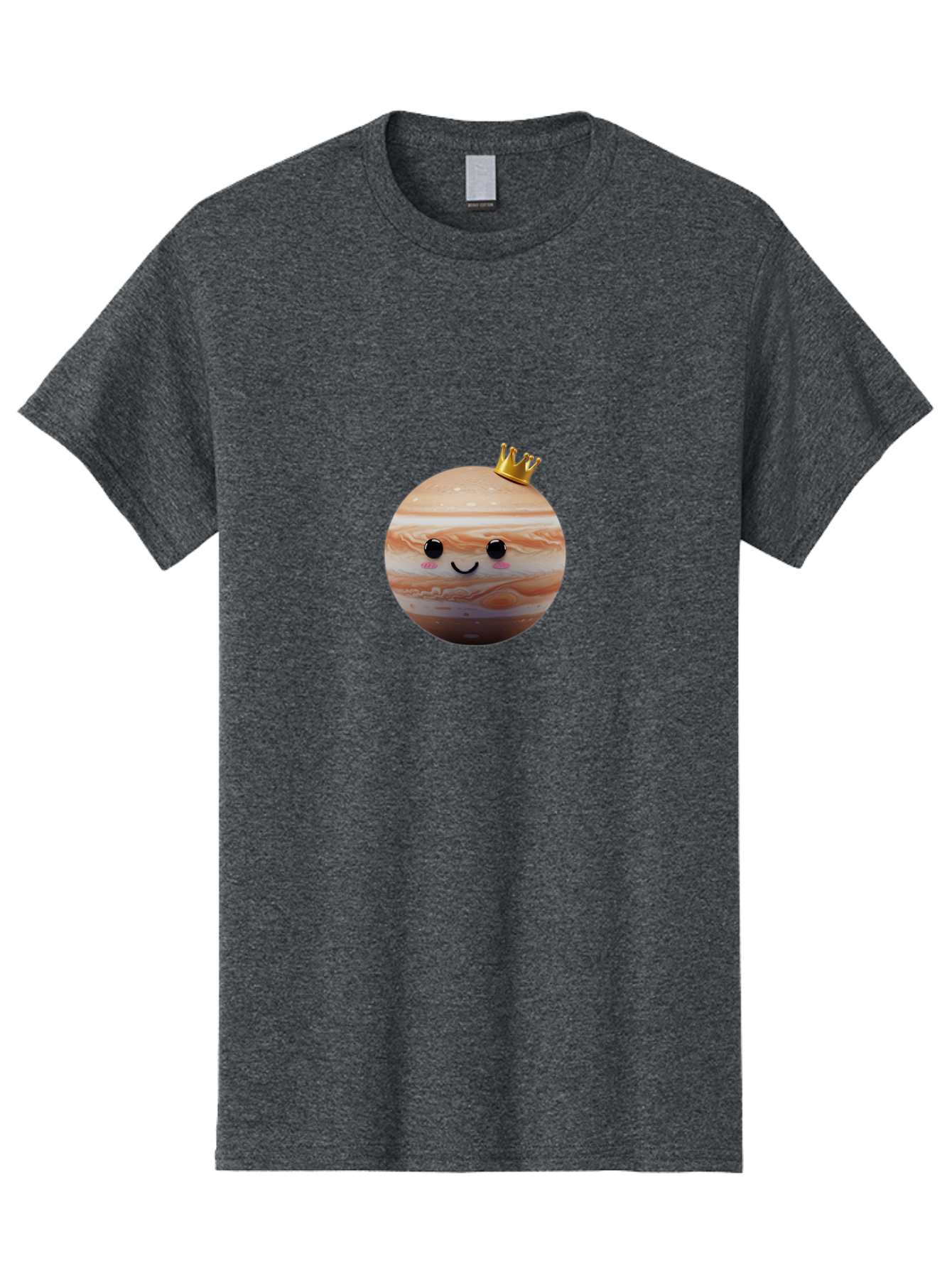 Jupiter Men'S Graphic Tee, 100% Cotton, Comfortable Casual Summer Wear, Machine Washable, Cartoon Jupiter, Smiling Planet, Golden Crown, Kawaii Space, Adorable Astronomy, Funny Illustration, Whimsical Design, Cute Cosmic Bad241