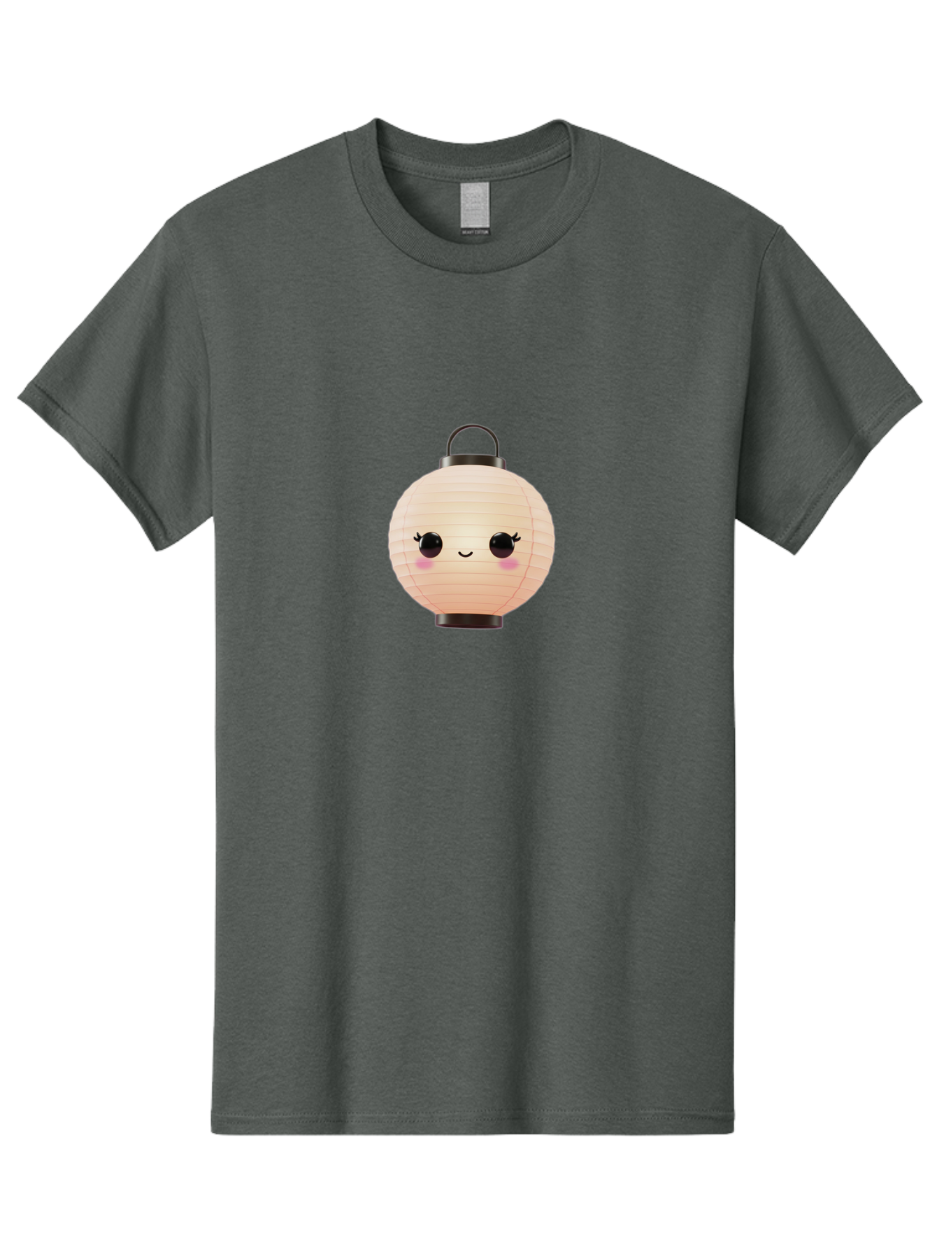 Kawaii-Lantern Men'S Graphic Tee, 100% Cotton, Comfortable Casual Summer Wear, Machine Washable, Japanese Paper Lantern, Cute Kawaii Face, Smiling Lantern, Pink Cheeks, Eyelashes, Cartoon Style, Minimalist Design, Decorative Lantern, Bad247
