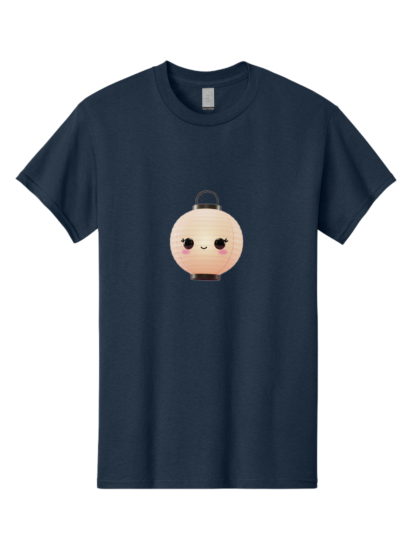 Kawaii-Lantern Men'S Graphic Tee, 100% Cotton, Comfortable Casual Summer Wear, Machine Washable, Japanese Paper Lantern, Cute Kawaii Face, Smiling Lantern, Pink Cheeks, Eyelashes, Cartoon Style, Minimalist Design, Decorative Lantern, Bad247