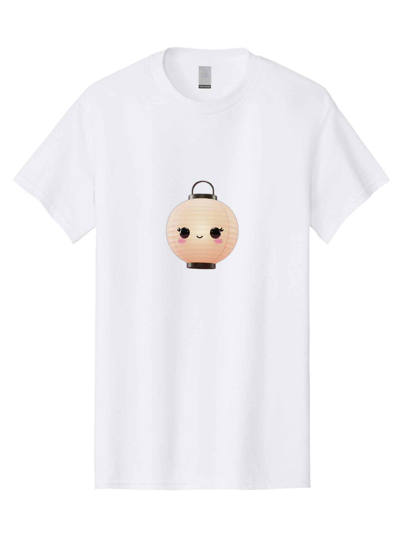 Kawaii-Lantern Men'S Graphic Tee, 100% Cotton, Comfortable Casual Summer Wear, Machine Washable, Japanese Paper Lantern, Cute Kawaii Face, Smiling Lantern, Pink Cheeks, Eyelashes, Cartoon Style, Minimalist Design, Decorative Lantern, Bad247