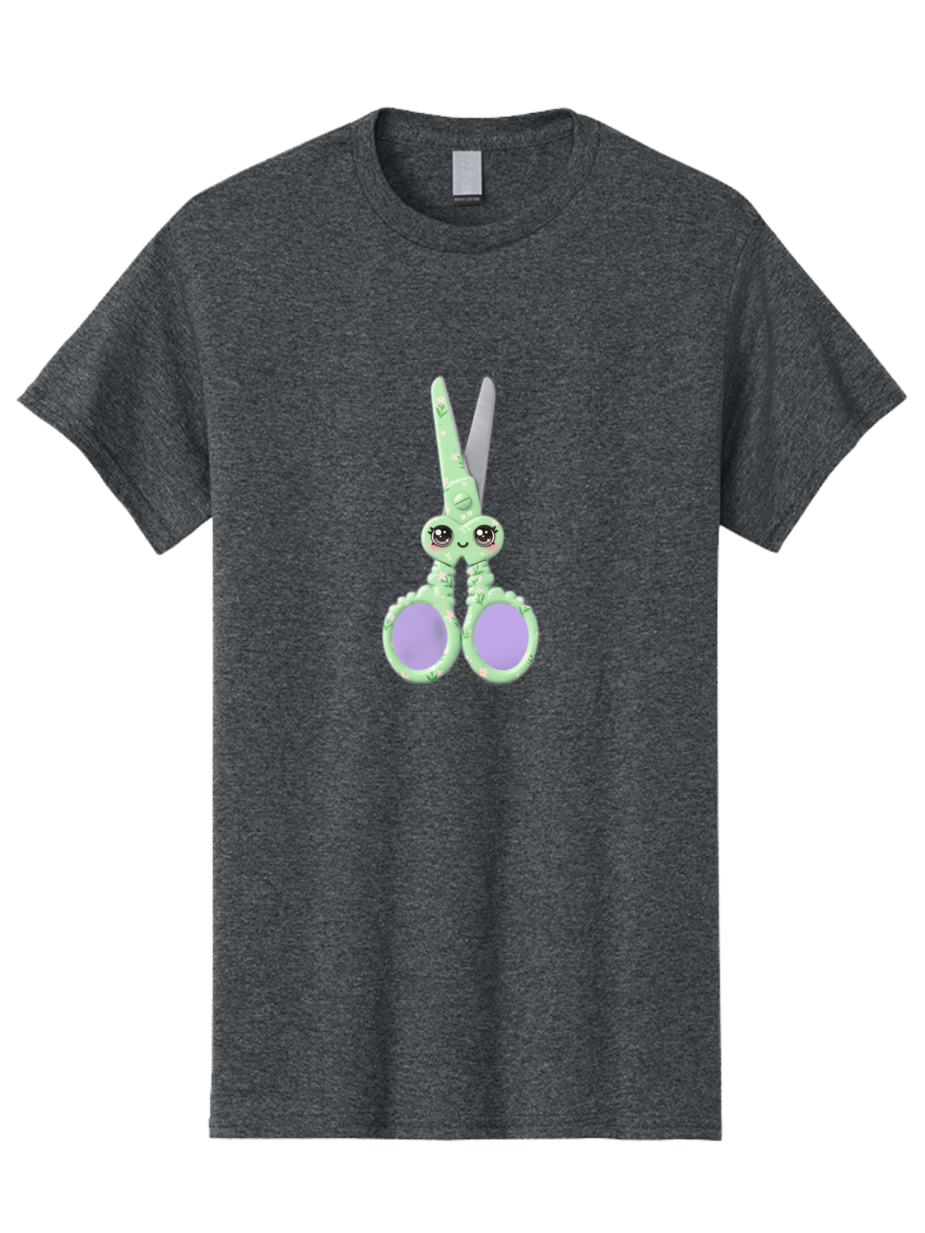Kawaii-Scissors Men'S Graphic Tee, 100% Cotton, Comfortable Casual Summer Wear, Machine Washable, Cute Octopus Scissors, Novelty Office Supplies, Fun Stationery, Desk Accessories, Quirky Gift Ideas, Kawaii Office Decor, Scissors With A Face Bad248