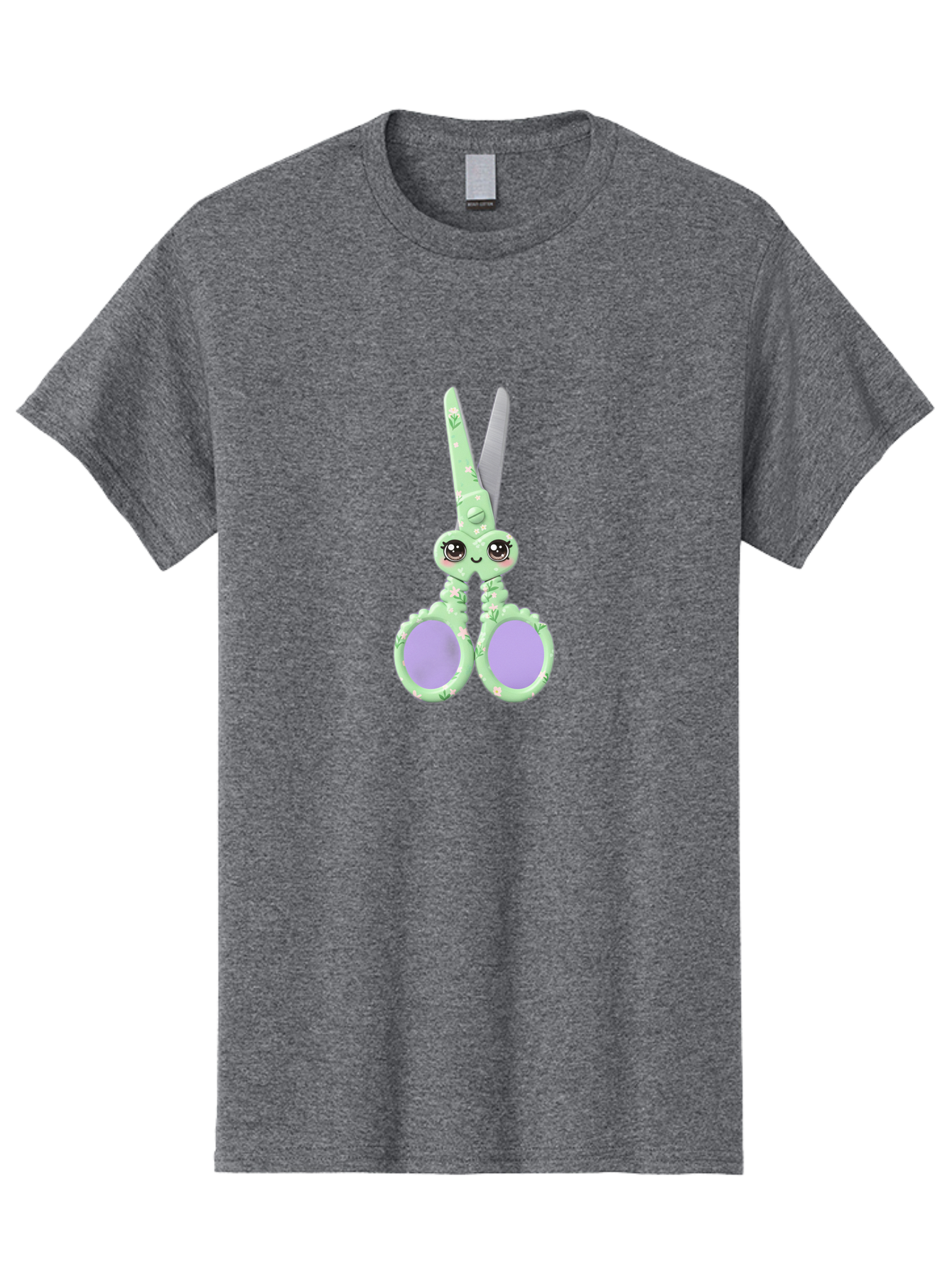 Kawaii-Scissors Men'S Graphic Tee, 100% Cotton, Comfortable Casual Summer Wear, Machine Washable, Cute Octopus Scissors, Novelty Office Supplies, Fun Stationery, Desk Accessories, Quirky Gift Ideas, Kawaii Office Decor, Scissors With A Face Bad248