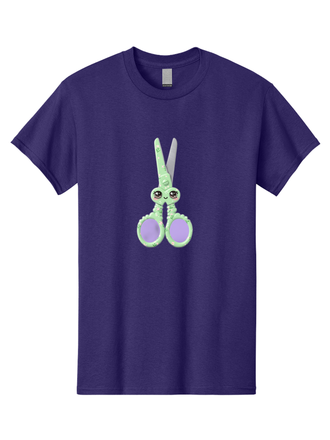 Kawaii-Scissors Men'S Graphic Tee, 100% Cotton, Comfortable Casual Summer Wear, Machine Washable, Cute Octopus Scissors, Novelty Office Supplies, Fun Stationery, Desk Accessories, Quirky Gift Ideas, Kawaii Office Decor, Scissors With A Face Bad248
