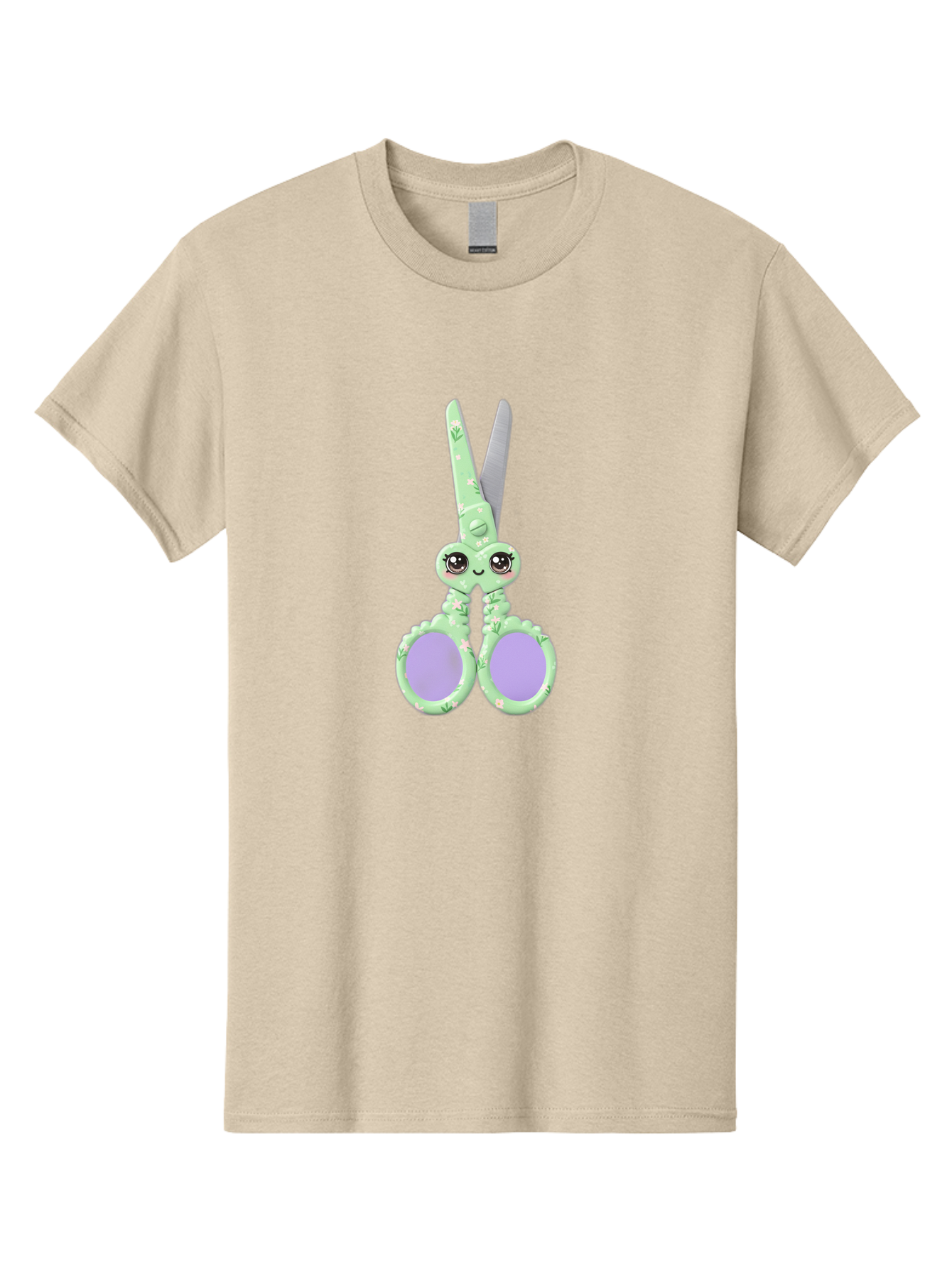 Kawaii-Scissors Men'S Graphic Tee, 100% Cotton, Comfortable Casual Summer Wear, Machine Washable, Cute Octopus Scissors, Novelty Office Supplies, Fun Stationery, Desk Accessories, Quirky Gift Ideas, Kawaii Office Decor, Scissors With A Face Bad248