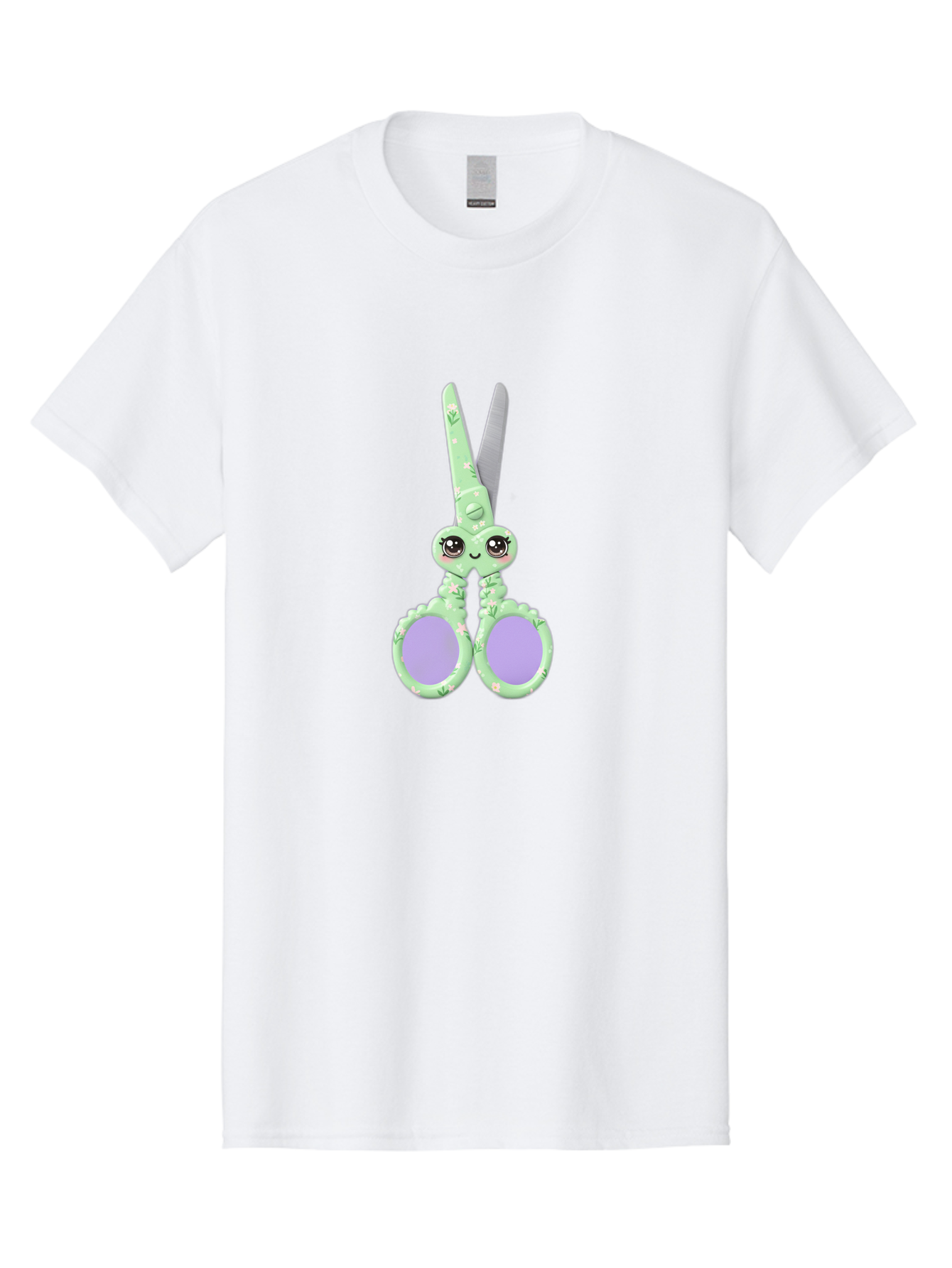 Kawaii-Scissors Men'S Graphic Tee, 100% Cotton, Comfortable Casual Summer Wear, Machine Washable, Cute Octopus Scissors, Novelty Office Supplies, Fun Stationery, Desk Accessories, Quirky Gift Ideas, Kawaii Office Decor, Scissors With A Face Bad248