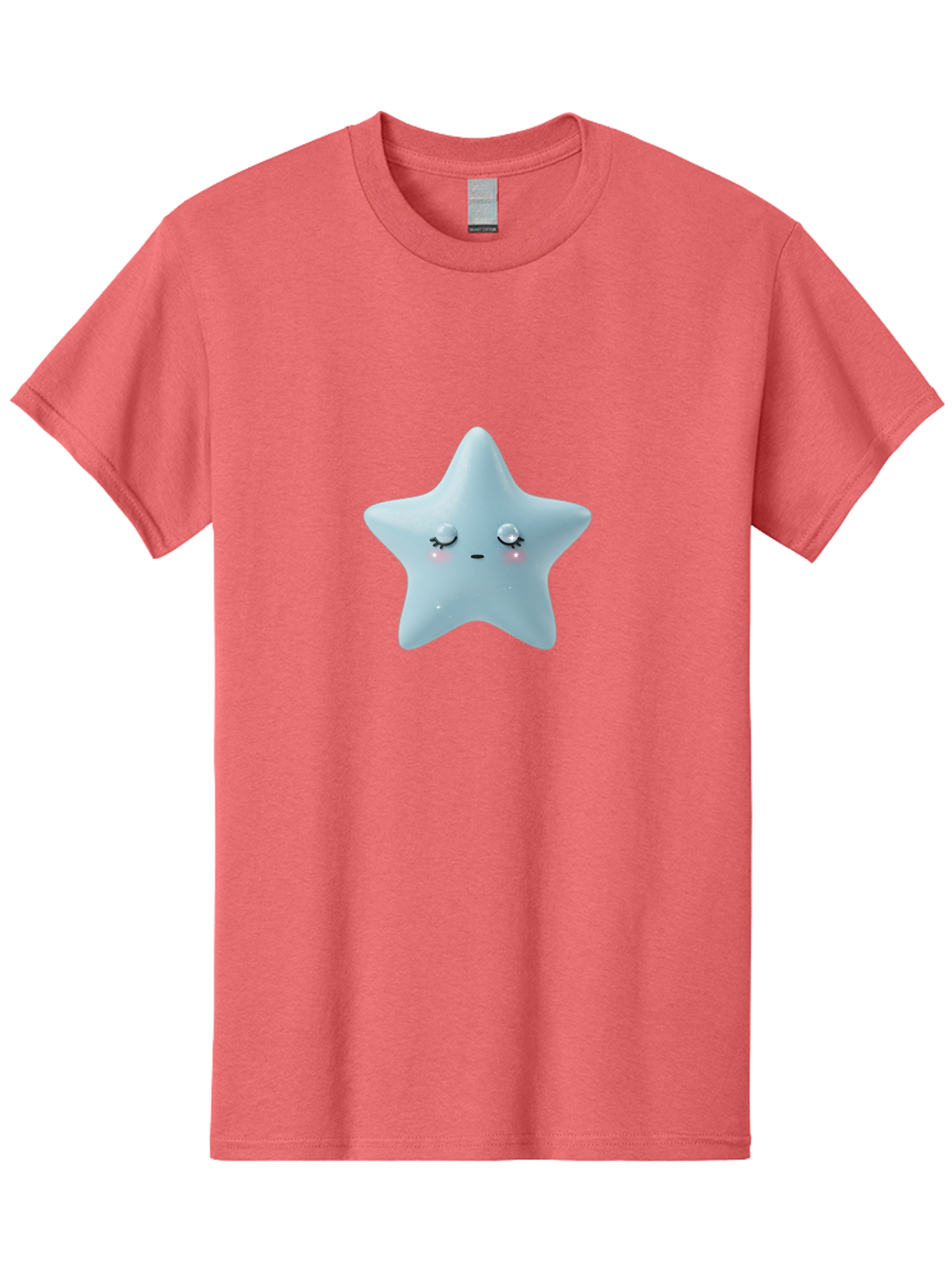 Kawaii-Star-1 Men'S Graphic Tee, 100% Cotton, Comfortable Casual Summer Wear, Machine Washable, Cute Star Character, Cartoon Star, Kawaii Star, White Star, Smiling Face, Rosy Cheeks, Adorable Illustration, Dreamy Expression, Whimsical Design Bad249