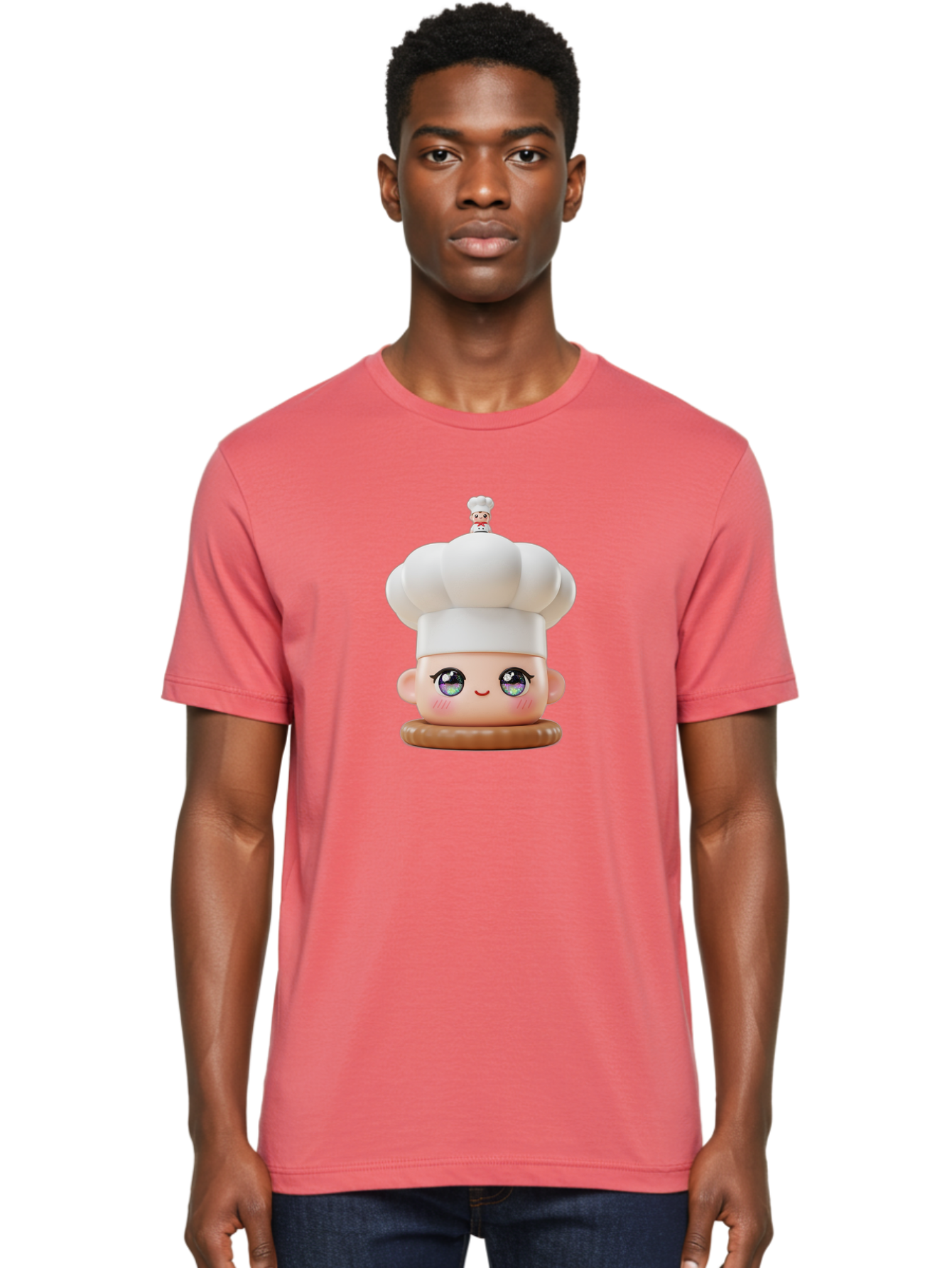 L-O-L-Surprise-Chef Men'S Graphic Tee, 100% Cotton, Comfortable Casual Summer Wear, Machine Washable, Kawaii Chef Figurine, Cute Chef Hat, Cartoon Character, Pastel Colors, Chef Toy, Adorable Face, Collector'S Item, Whimsical Design, Bad255