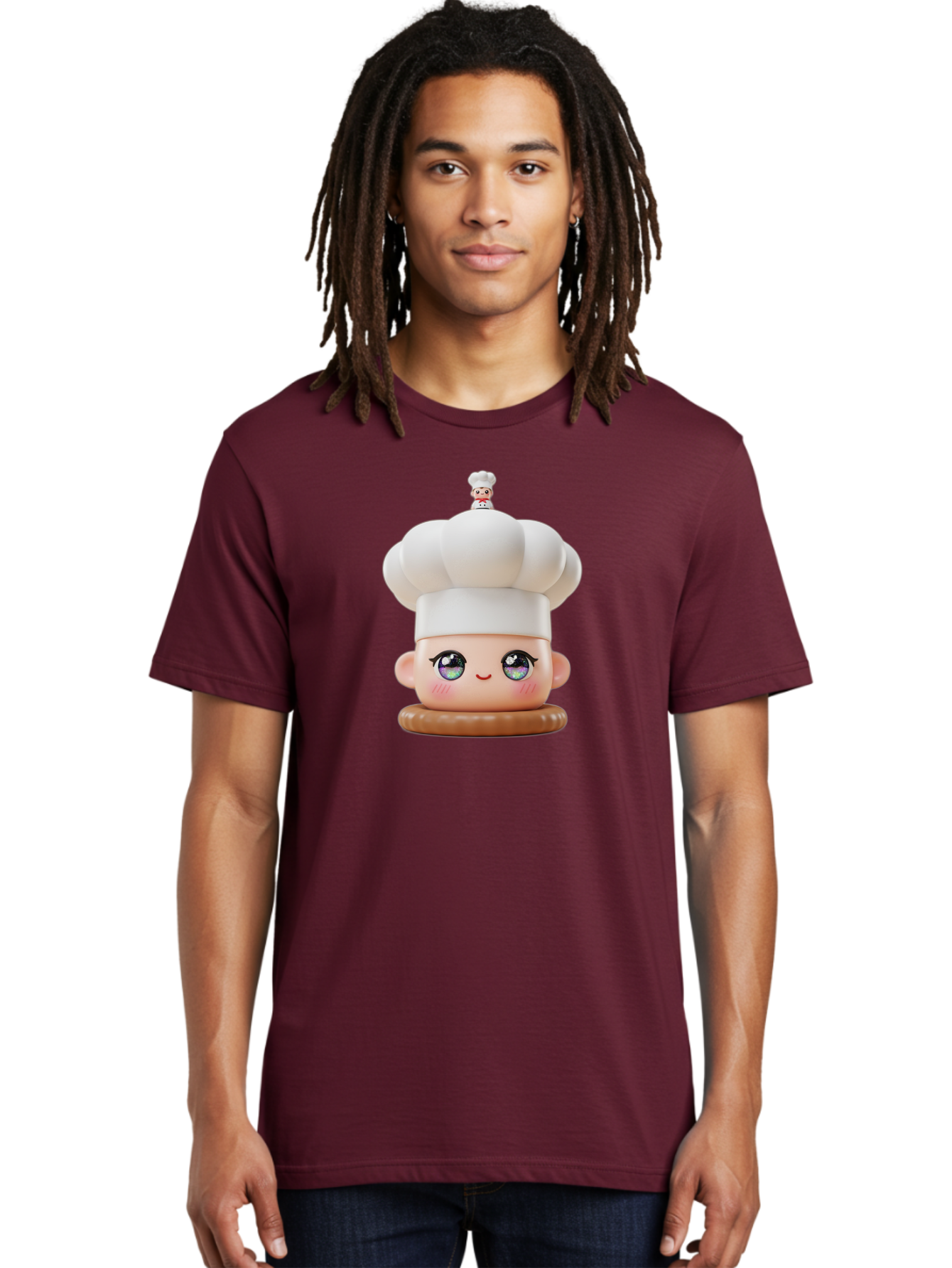 L-O-L-Surprise-Chef Men'S Graphic Tee, 100% Cotton, Comfortable Casual Summer Wear, Machine Washable, Kawaii Chef Figurine, Cute Chef Hat, Cartoon Character, Pastel Colors, Chef Toy, Adorable Face, Collector'S Item, Whimsical Design, Bad255